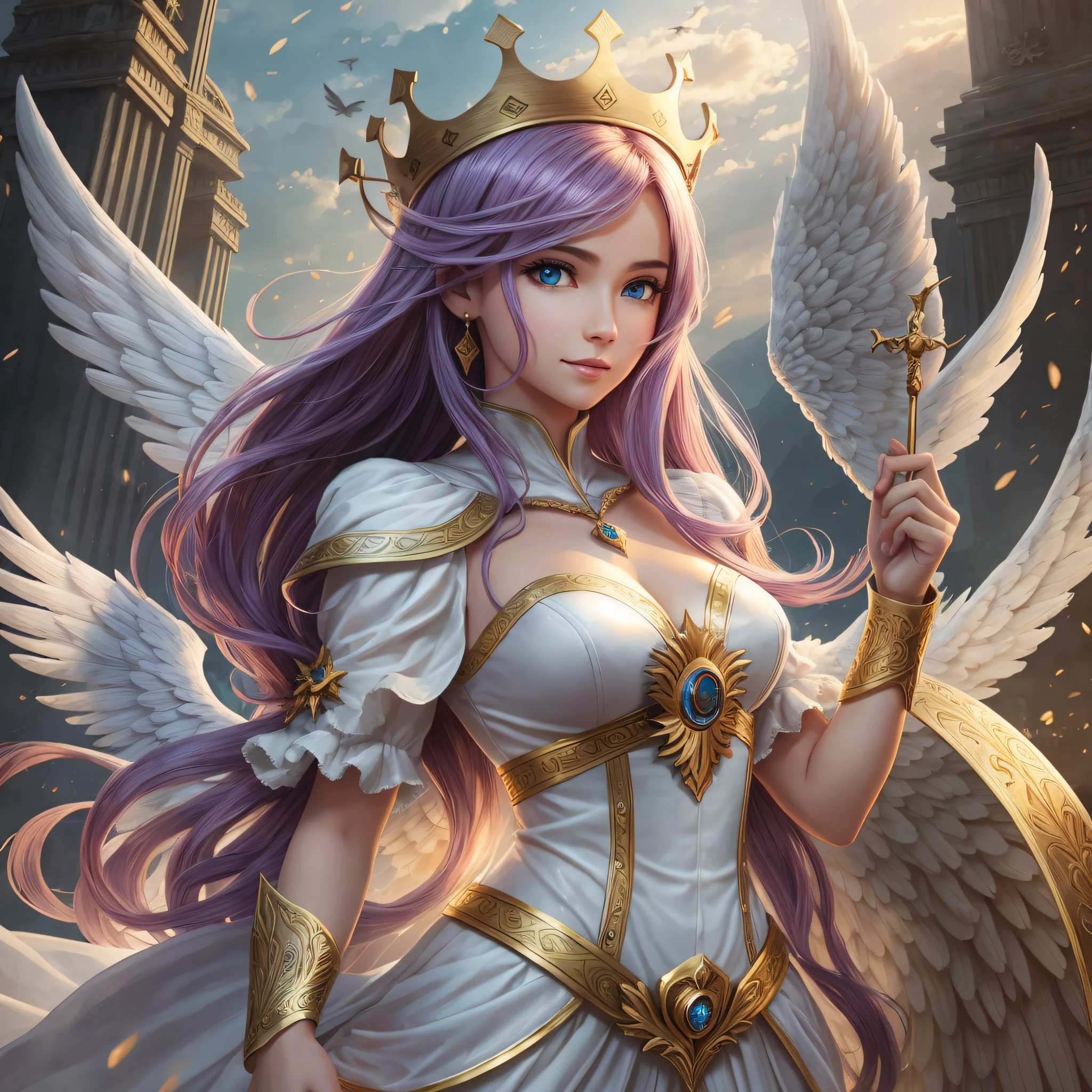 Angel woman, wind crown, 4k --auto --s2