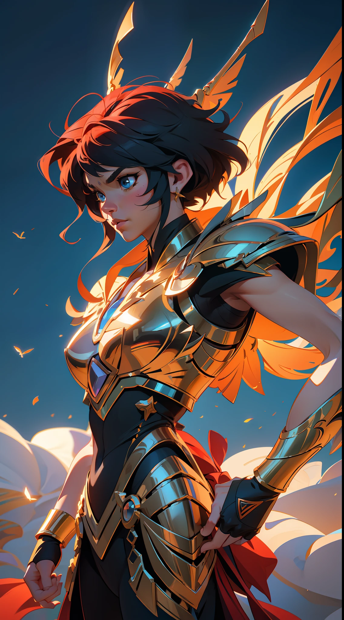 Saint Seiya Phoenix Ikki, wide angle, super highly detailed, professional digital painting, artstation, concept art, smooth, sharp focus, no blur, no dof, extreme illustration, Unreal Engine 5, Photorealism, HD quality, 8k resolution, cinema 4d, 3D, beautiful, cinematic