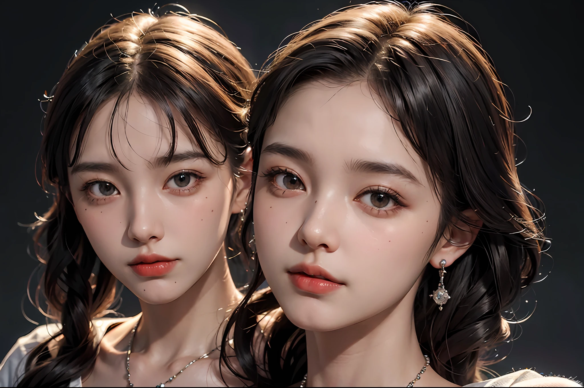 Wearing only one long shirt, (all buttons open: 1.1), big breasts, deep cleavage, best quality, masterpiece, illustration, very delicate and beautiful, very detailed, CG, unity, 8K wallpapers, amazing, fine detail, very detailed CG Unity 8K wallpapers, huge file size, very detailed, high resolution, handsome detail woman, very detailed eyes and face, wonderful detailed eyes, light on face, (Best Illustration: 1.1), (Best Shadow: 1.1), Ultra High Resolution, (Photoreal: 1.1), (Photo Realistic: 1.2:1.1), Realistic Face Proportions, Slender, Smile, (Makeup: 0.4), (Fluffy Black Eyes: 1.21), Black Eyes, Looking at the Viewer, Dark Brown Hair, Earrings, Necklaces, Hairpins, Cowboy Shots, (Irregular Irregular Skin Imperfections, Veins, Skin Wrinkles Pores: 1.2), (Dark Night Background: 1.2), (Bokeh: 1.4),