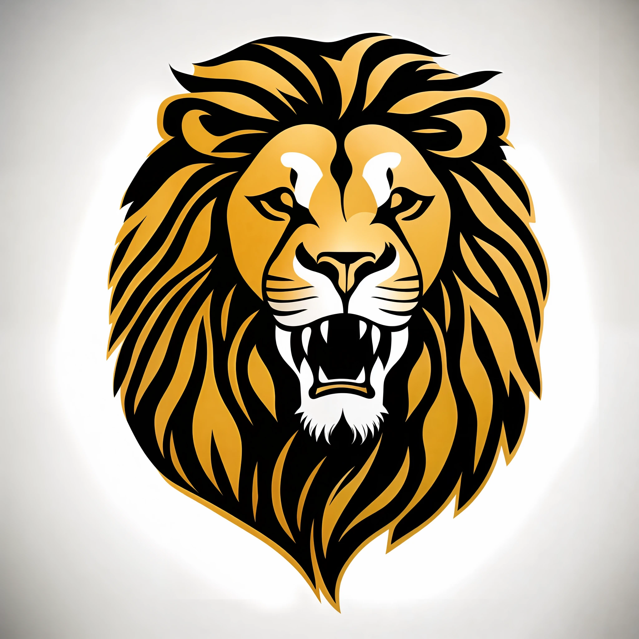A majestic lion logo, inspired by modern minimalism, evoking a sense of strength and elegance, with a warm golden lighting style. And then a "Roar with Power" t-shirt design graphic, Vector, contour, white background.