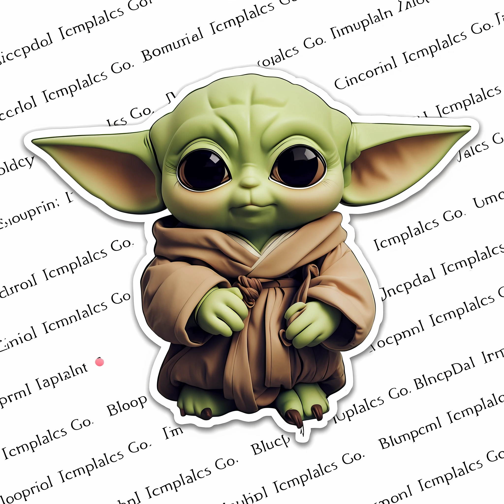 Close-up of Yoda sticker on a piece of paper with a clearing in the background, kawaii yoda, kawaii yoda icon, grogu, giant yoda, yoda, master yoda, yoda: -1, yoda fantasy art portrait, star wars characters, yoda fossils, evil yoda, elf, Lucasfilm - c 1 0, Chibi, Yoda Portrait, Cute Character, Smiling, Heartfelt Smile, Very Happy, Very Cute Lovely, Very Cute Master