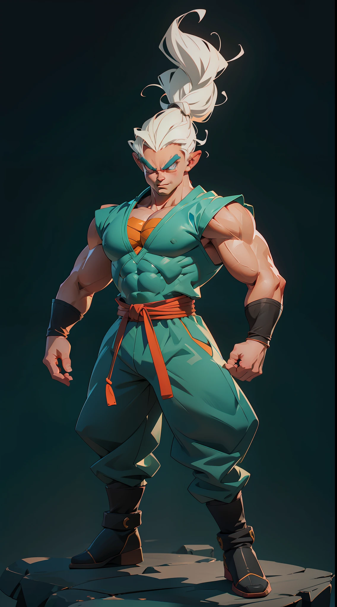 Dragon Ball Super character super stong bodybuilder  concept , full body, colored,, wide angle, super highly detailed, professional digital painting, artstation, concept art, smooth, sharp focus, no blur, no dof, extreme illustration, Unreal Engine 5, Photorealism, HD quality, 8k resolution, cinema 4d, 3D, beautiful, cinematic