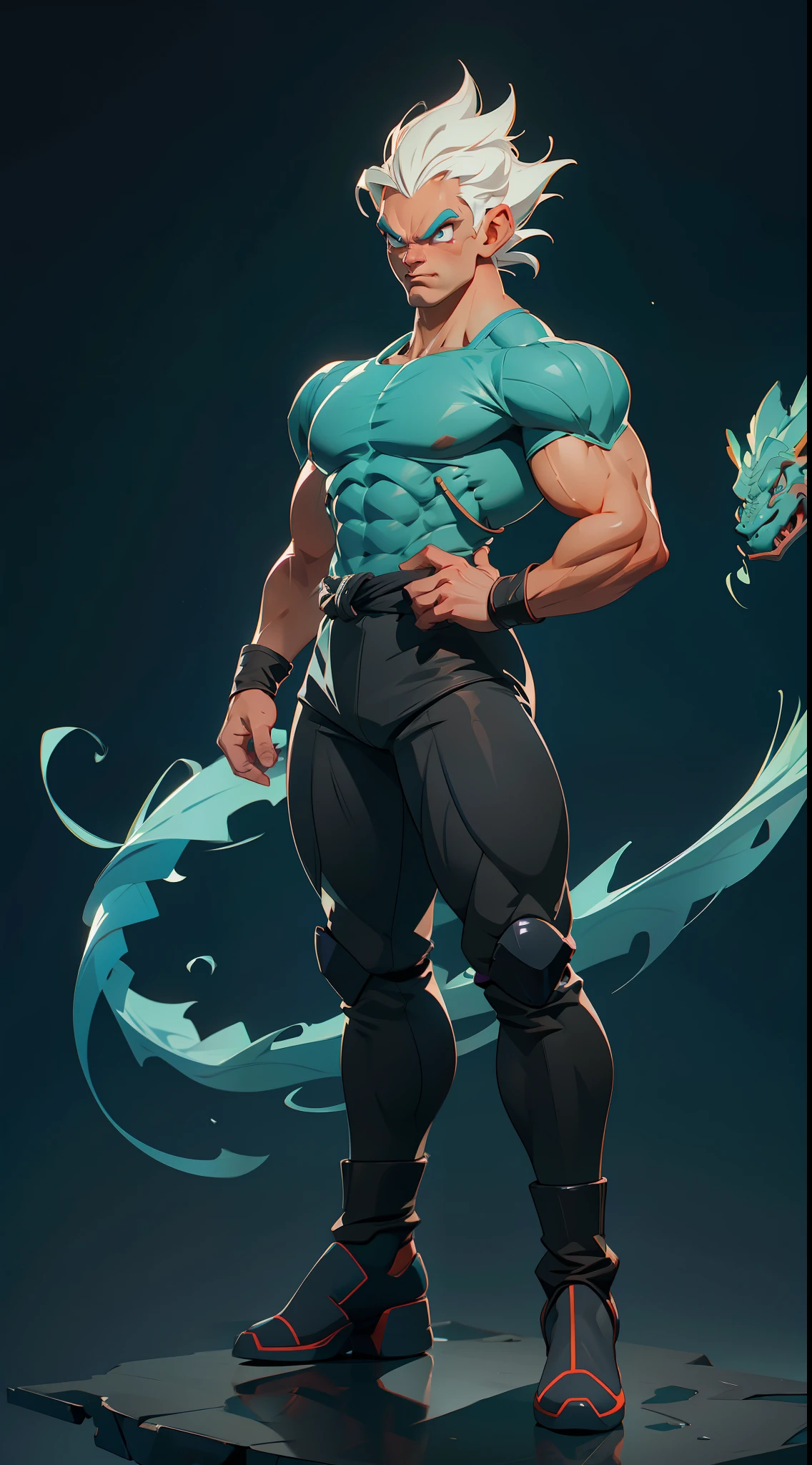 Dragon Ball Super character super stong bodybuilder  concept , full body, colored,, wide angle, super highly detailed, professional digital painting, artstation, concept art, smooth, sharp focus, no blur, no dof, extreme illustration, Unreal Engine 5, Photorealism, HD quality, 8k resolution, cinema 4d, 3D, beautiful, cinematic
