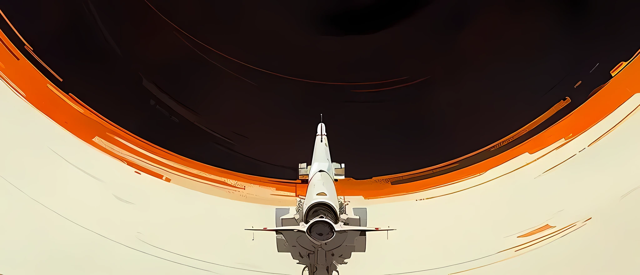 there is a jet that is flying through the air, sparth style, nicolas bouvier sparth, by sparth, bastien grivet, dan mcpharlin, inspired by Chris Moore, planetes, joao ruas, style of john harris, in peter elson color scheme, inspired by John Harris, inspired by sparth, syd mead cinematic painting