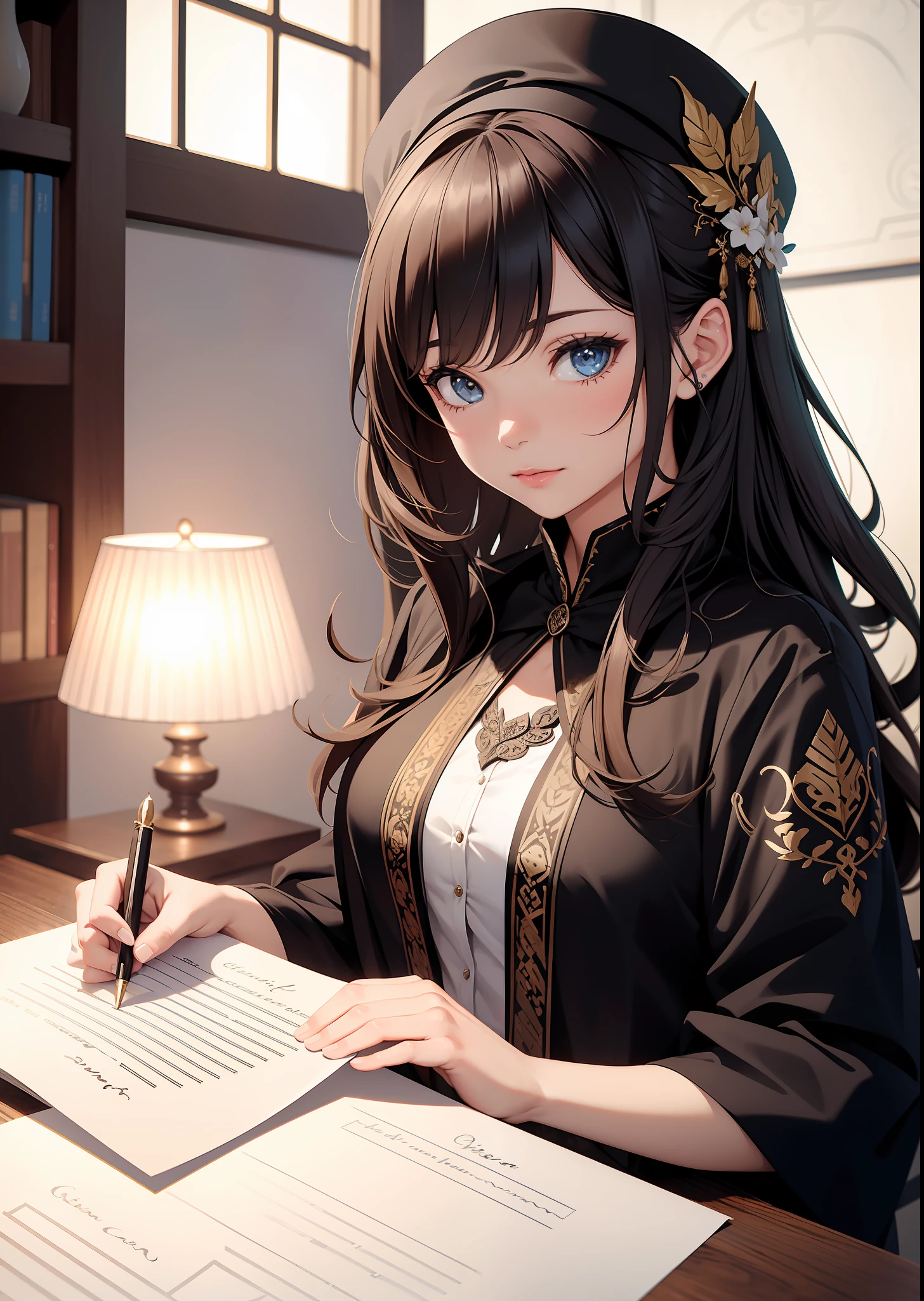 absurdres, highres, ultra detailed, (1girl:1.3), BREAK , Design an image featuring beautiful calligraphy, with expressive lettering, elegant flourishes, and a sense of craftsmanship and skill.