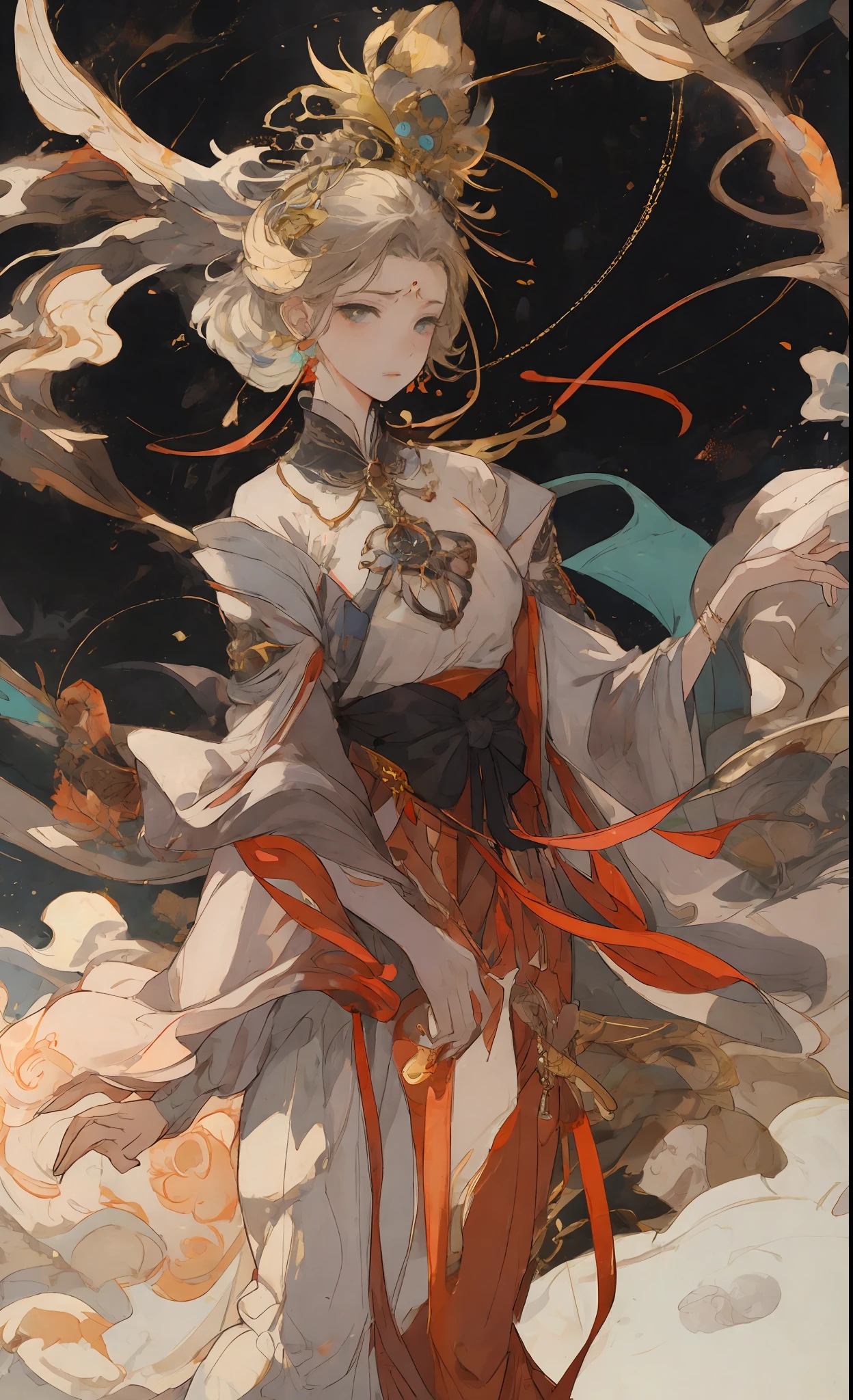 A girl, ancient Chinese costume, whole body, sunshine, clear face, clean white background, masterpiece, super detail, epic composition, ultra HD, high quality, extremely detailed, official art, uniform 8k wallpaper, super detail, 32k