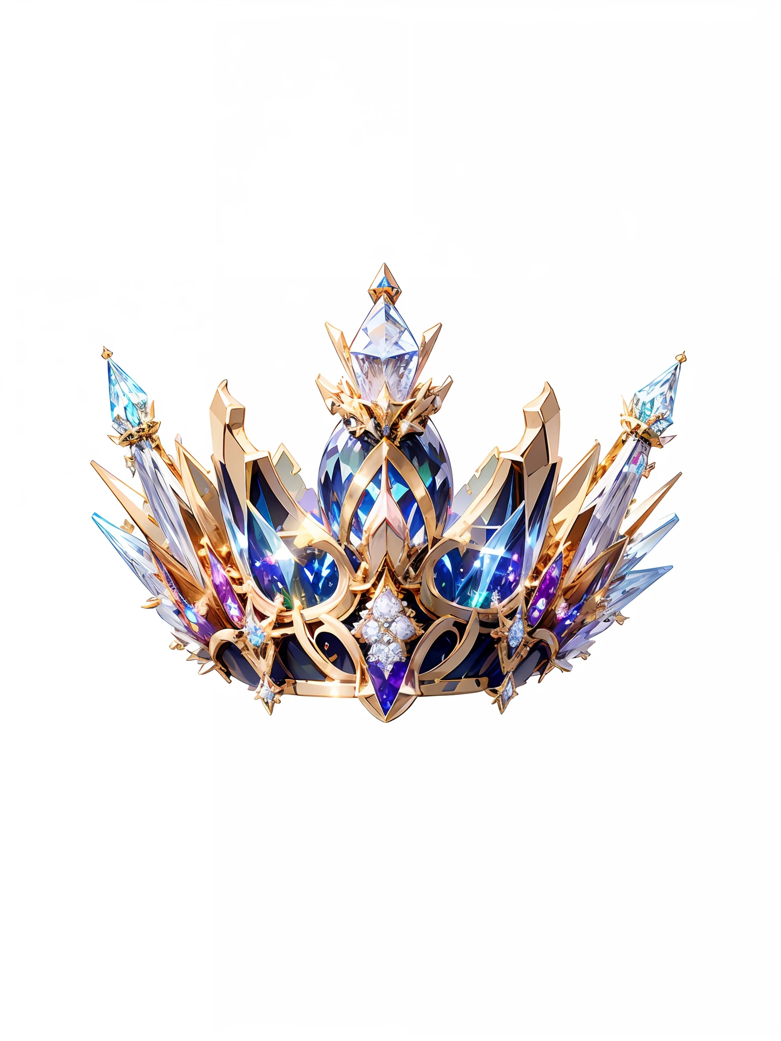 8k, (crown close-up), (((ring))), with a gothic crown on white background, set with diamonds, gothic metal decoration, (((golden line))), ((elf crown)))), (game crown)))), ((gold diamond ring)), ((left and right symmetrical crown)), ((sharp crown))), (baroque))), gorgeous, colorful, clean metal decoration, ultra-realistic fantasy crown, white laser crown, gold wing crown, floating crown, (ray tracing), (clean background)), crown, crown, giant gold crown, gemstone tiara, metal crown --auto --s2