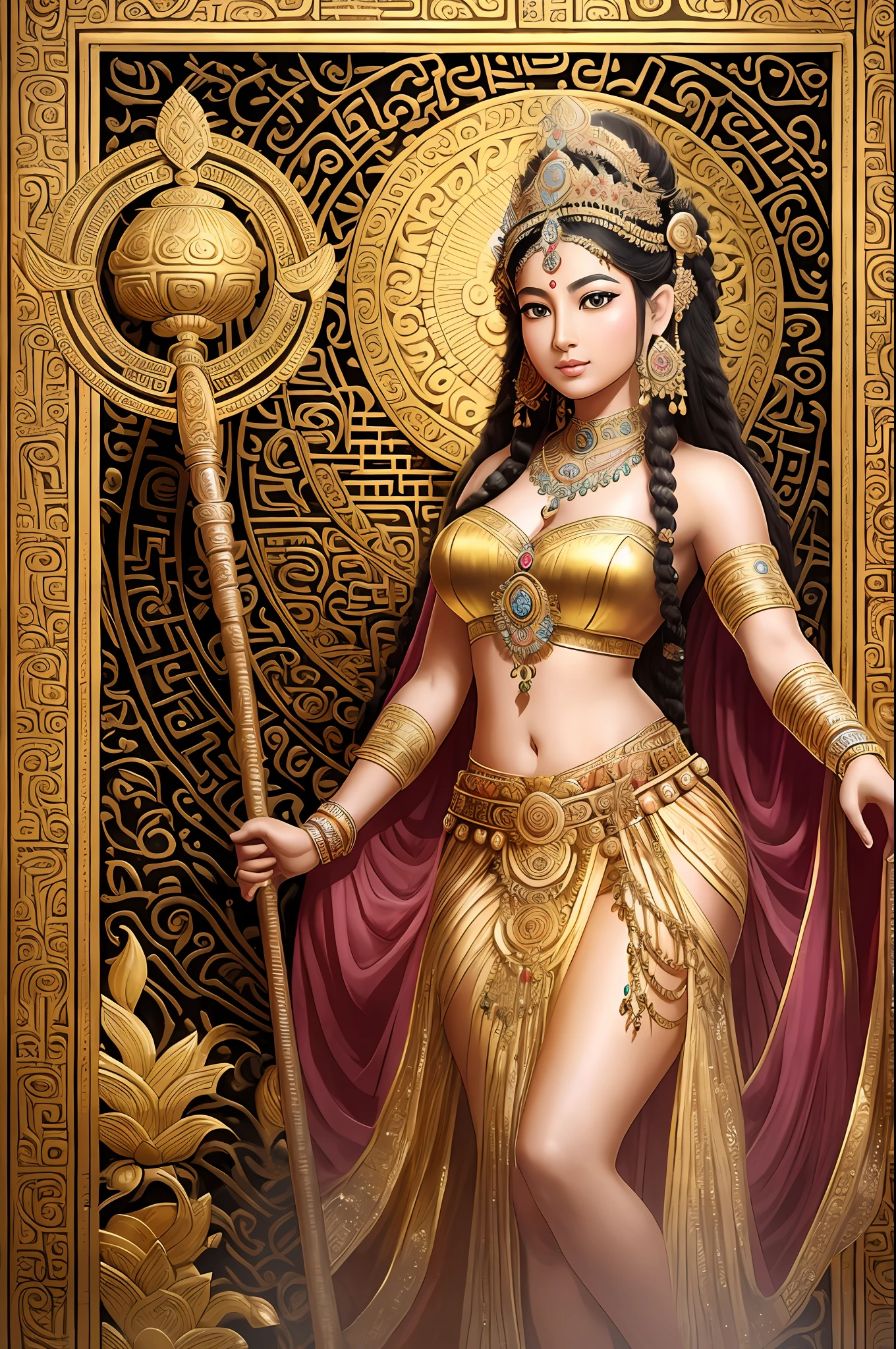 Dancing goddess, ancient Indian style, hair tied with high crown, holding a lute, full body visible, barefoot, elegant beauty, gilded lotus princess, a beautiful fantasy queen, ancient Indian princess, ((beautiful fantasy queen)), goddess. Extremely high detail, portrait of beautiful goddess, princess of ancient Asian dynasty, Indian goddess of wealth, beautiful goddess, ancient Chinese beauty --auto --s2