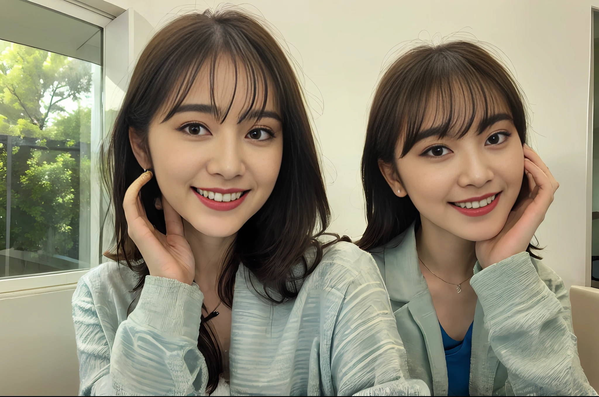 ((Best quality, 8k, Masterpiece :1.3)),photo realistic,1 woman,A female doctor wearing a white coat,extremely detailed eyes,ultra-detailed,soft lighting,looking at viewer,healthy,sporty,positive thinking,,creative woman,intelligent woman,highly educated woman, well msnnered woman,short hair,black hair,smile,sitting on the chair in counseling room in hospital, windows, green trees in outside of window, blue sky,sunshine from outside, age 30 years old,wearing glass on eyes,frame color of her glass is black,