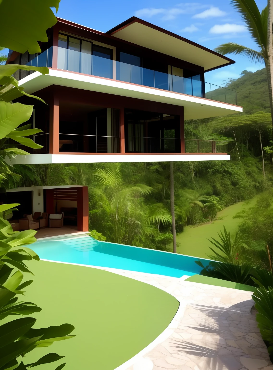 Dream Villa in the Costa Rican Jungle, Mafia hideout, Extremely detailed, 64k Hot women, Luxury, Very Modern, compund