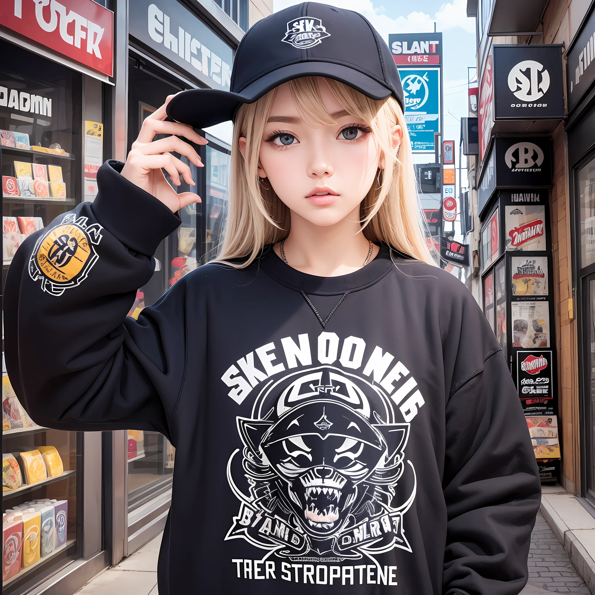 A logo for a sweatshirt clothing store with anime embroidery on premium and clean clothing --auto --s2