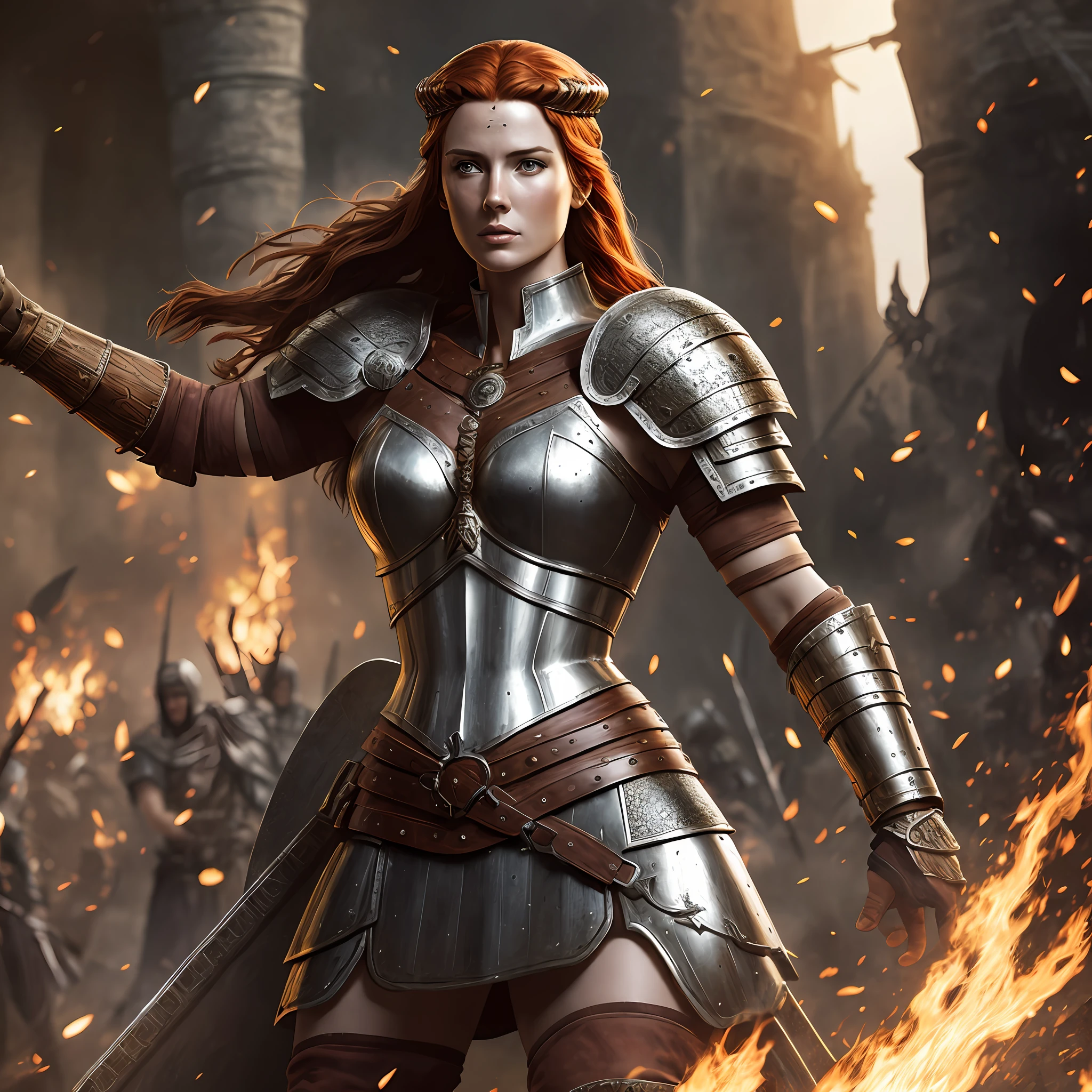 Boudica, Full body, barbara armor, hyper-realistic, work-cousin, 4k, Dark fantasy --auto --s2