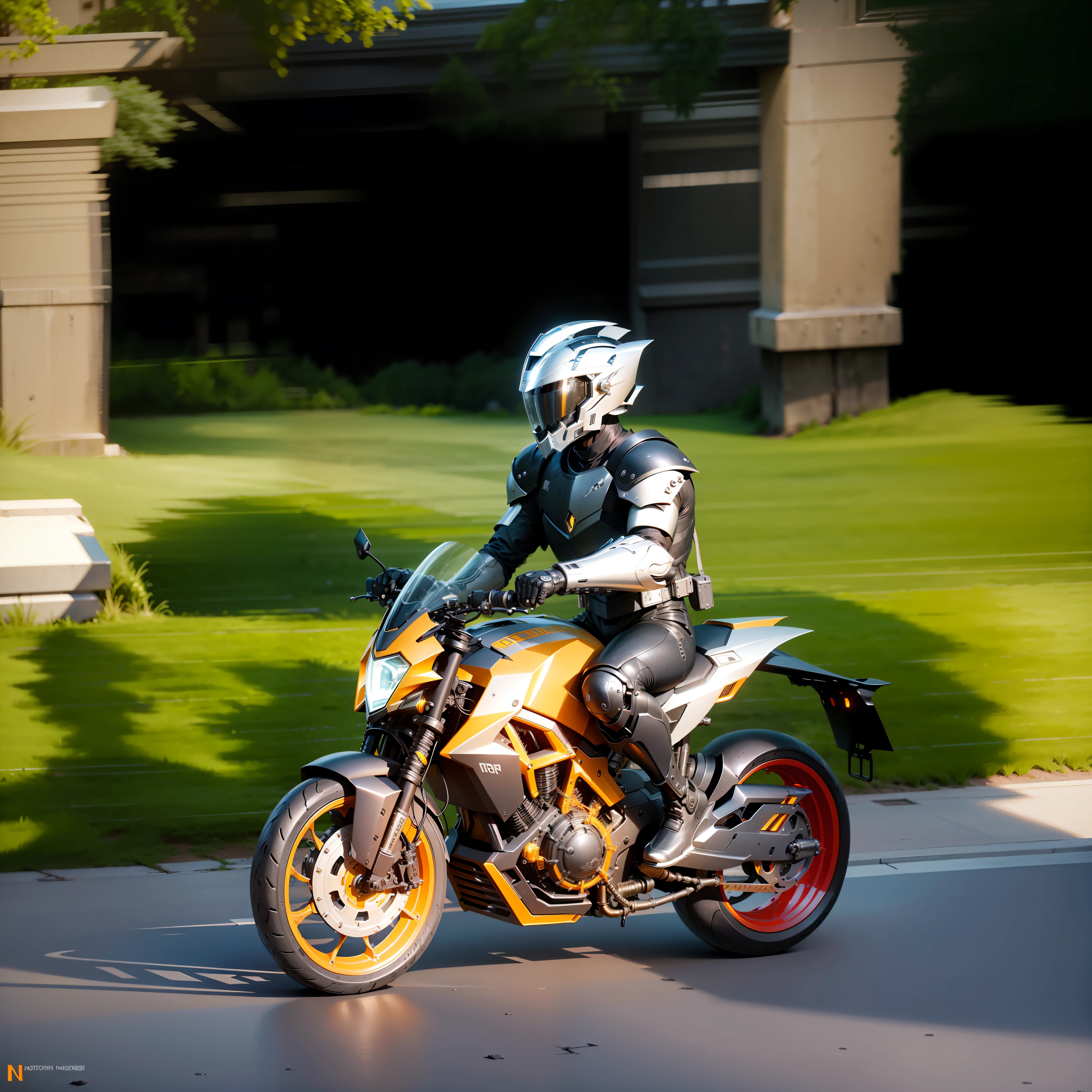 Cyber Knight Cyber Mechanical Motorcycle, Exquisite Black Tech Helmet, Nousr, Biomechanics, MSHN Robot Man, High Tech Helmet, Surreal, Steel, Intricate Design, Crazy Detail, Fine Detail, Extremely Clear Lines, Cinematic Lighting, Photo Realistic, Detailed Masterpiece