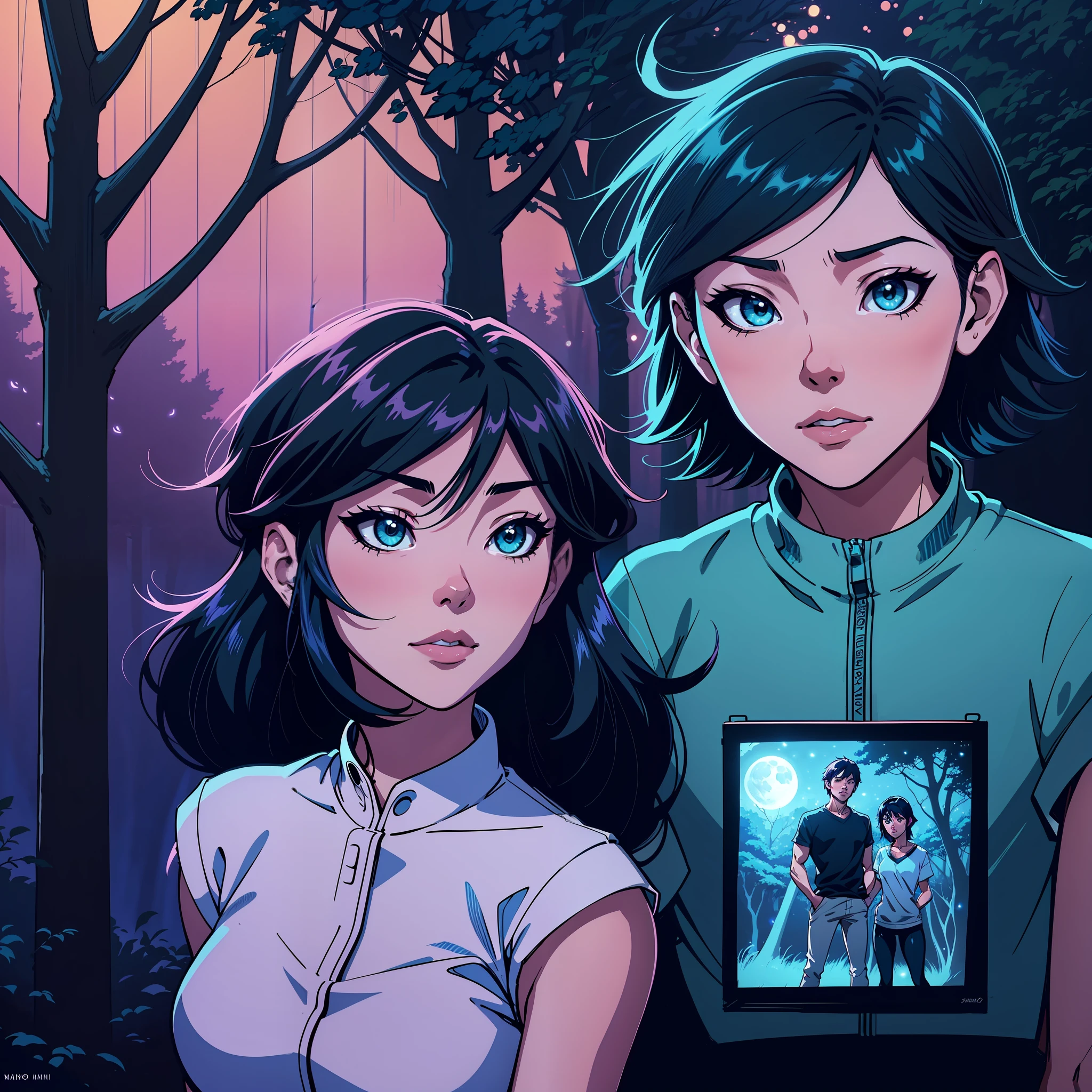 age girl, amidst the woods, standing on an ancient rock, perfect body, beautiful face ,night, blue moon, dense forest, ultra high quality, fireflies, magical, mysterious, love, romantic, blue moon, photo realistic, silhouette, ultra hd, fireflies in the background people standing in the woods  artwork in the style of guweiz, anime lush john 8k woods, makoto shinkai and tom bagshaw, makoto shinkai cyril rolando, guweiz and makoto shinkai, sakimichan and makoto shinkai, ross tran and makoto shinkai