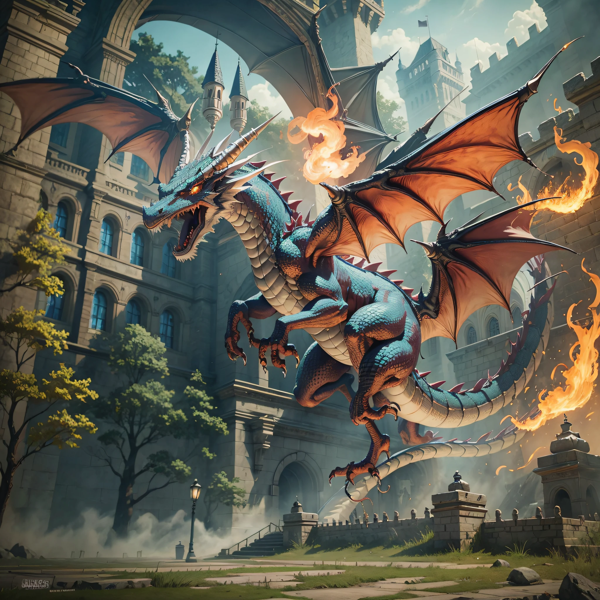 dragon spitting fire in castle --auto --s2