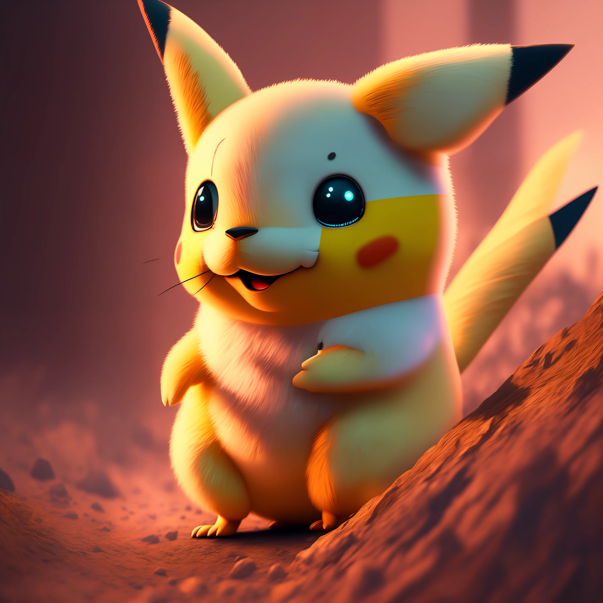 "An incredibly detailed and realistic digital painting of an extremely happy Pikachu, skillfully capturing dramatic lighting throughout the scene, created with the highest quality in 4K or 8K resolution and rendered in the Unreal Engine ™."
