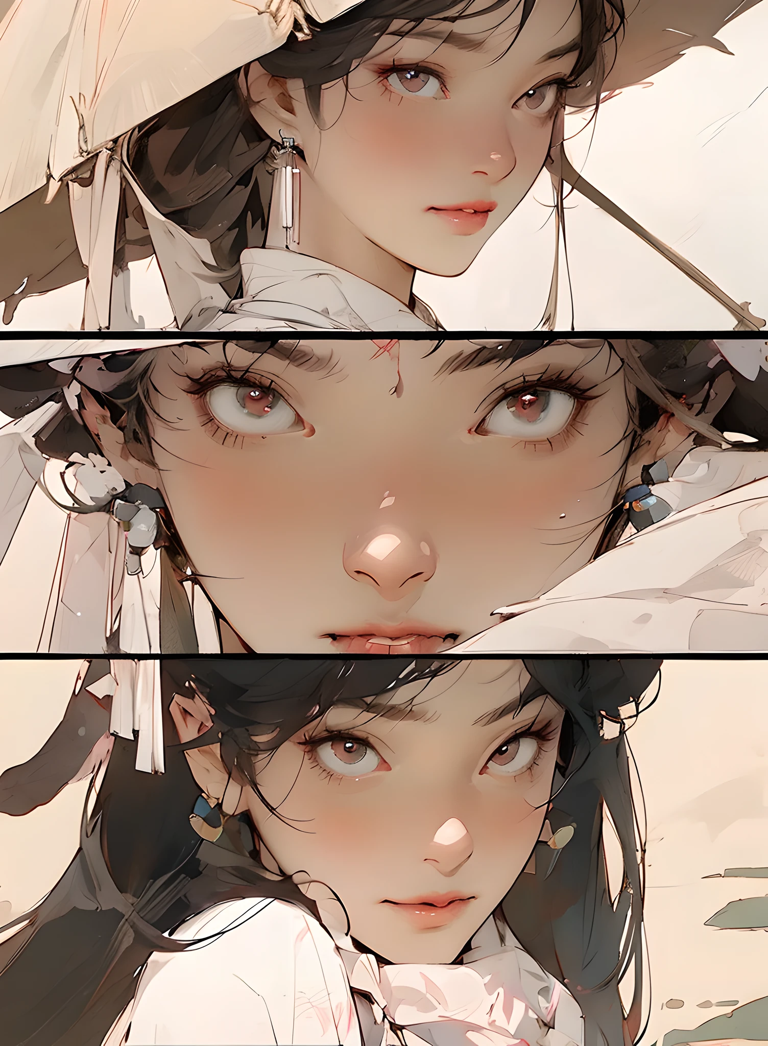 there are two pictures of a woman with an umbrella and a cat, artwork in the style of guweiz, guweiz, beautiful character painting, guweiz on artstation pixiv, guweiz on pixiv artstation, stunning anime face portrait, beautiful digital artwork, wlop rossdraws, detailed digital anime art, guweiz masterpiece