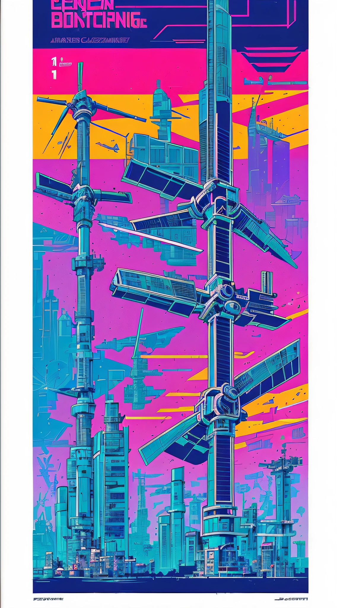 (Art by Josan Gonzalez: 1.2), concise, sharp images, edge light, ((clean lines, simple and elegant colors)), (steampunk: 1.1), (mechapunk: 1.2), (monolithic buildings), cargo boxes, (pipes: 0.5), windmills, posters, HDR,