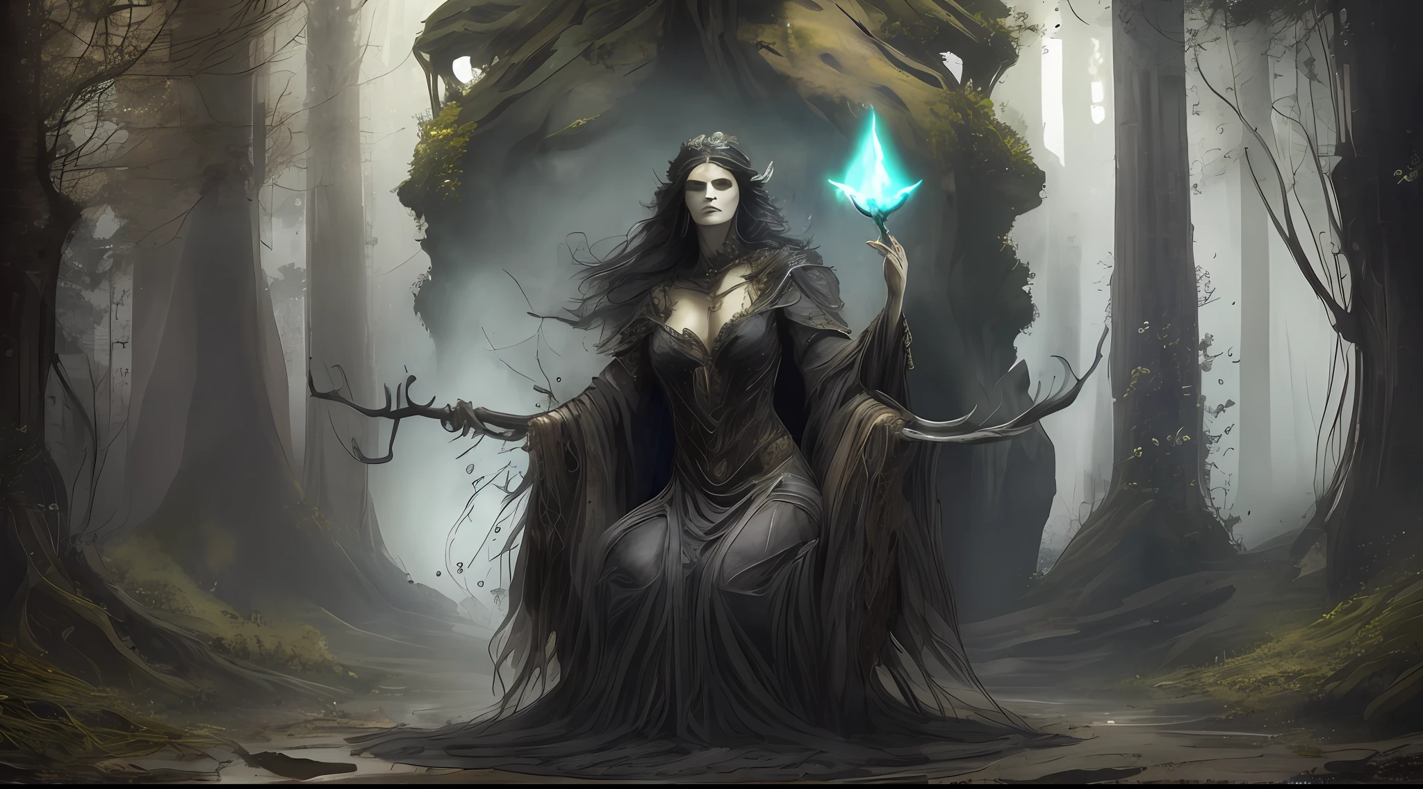In the center of the image, a man is in the midst of being transformed into a female anthropomorphic rat by a beautiful witch. The witch stands tall, with her arms outstretched, casting a spell that is causing the man's body to change. He is on his knees, his body contorting as he transforms into his new form. His clothes are torn and shredded as his body changes shape, and his features are elongating into those of a rat.
The background is a detailed representation of a dark and mystical forest, showcasing the environment where the transformation spell is taking place. The trees are twisted and gnarled, and the ground is covered in a dense blanket of mist. The sky is dark, with the full moon casting an eerie light over the scene.
The witch is a picture of beauty and power. Her flowing robes are adorned with intricate symbols and runes, and her face is serene, yet focused. Her eyes gleam with a supernatural light as she casts her spell. Her expression conveys a sense of otherworldliness, as if she is not of this world.
The overall feeling of the image is one of magic and transformation. The attention to detail in the man's transformation and the witch's spell creates a believable and immersive experience for the viewer. The dark and mystical background adds to the sense of otherworldliness, making the transformation feel all the more real. The combination of the man's transformation, the witch's spell, and the mystical background creates a dynamic and visually striking image that captures the essence of magic and transformation. --auto --s2