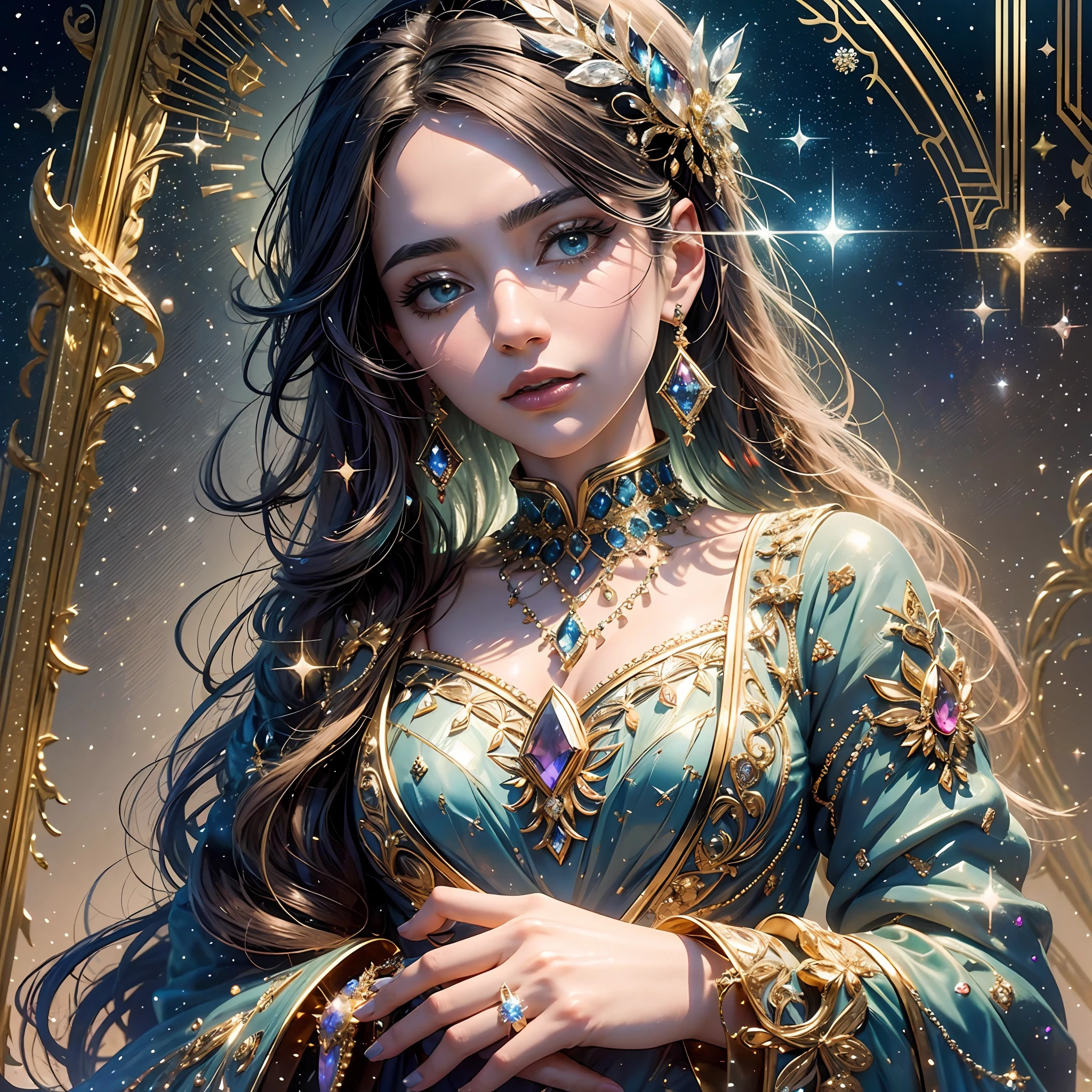 The sparkle of the gemstones is more noble and luxurious against the background of color, and the exquisite details are enough to reflect the unique charm of the gemstones, as charming as the night, and accurately render the delicate patterns and light and shadow effects of each gemstone, giving people a strong visual impact. --auto --s2
