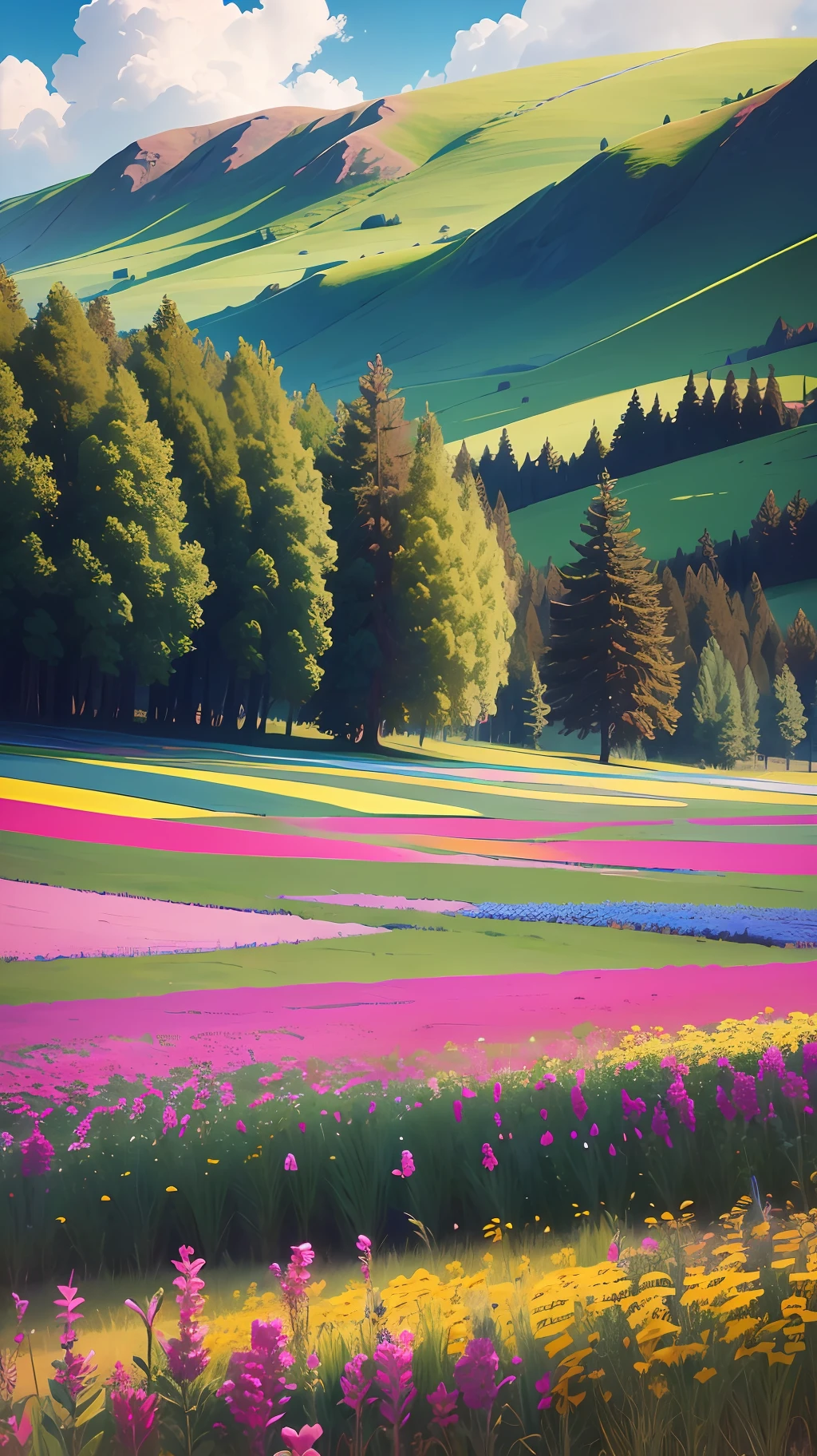 Create a realistic 8k image of a field of vibrant, colorful flowers --auto --s2