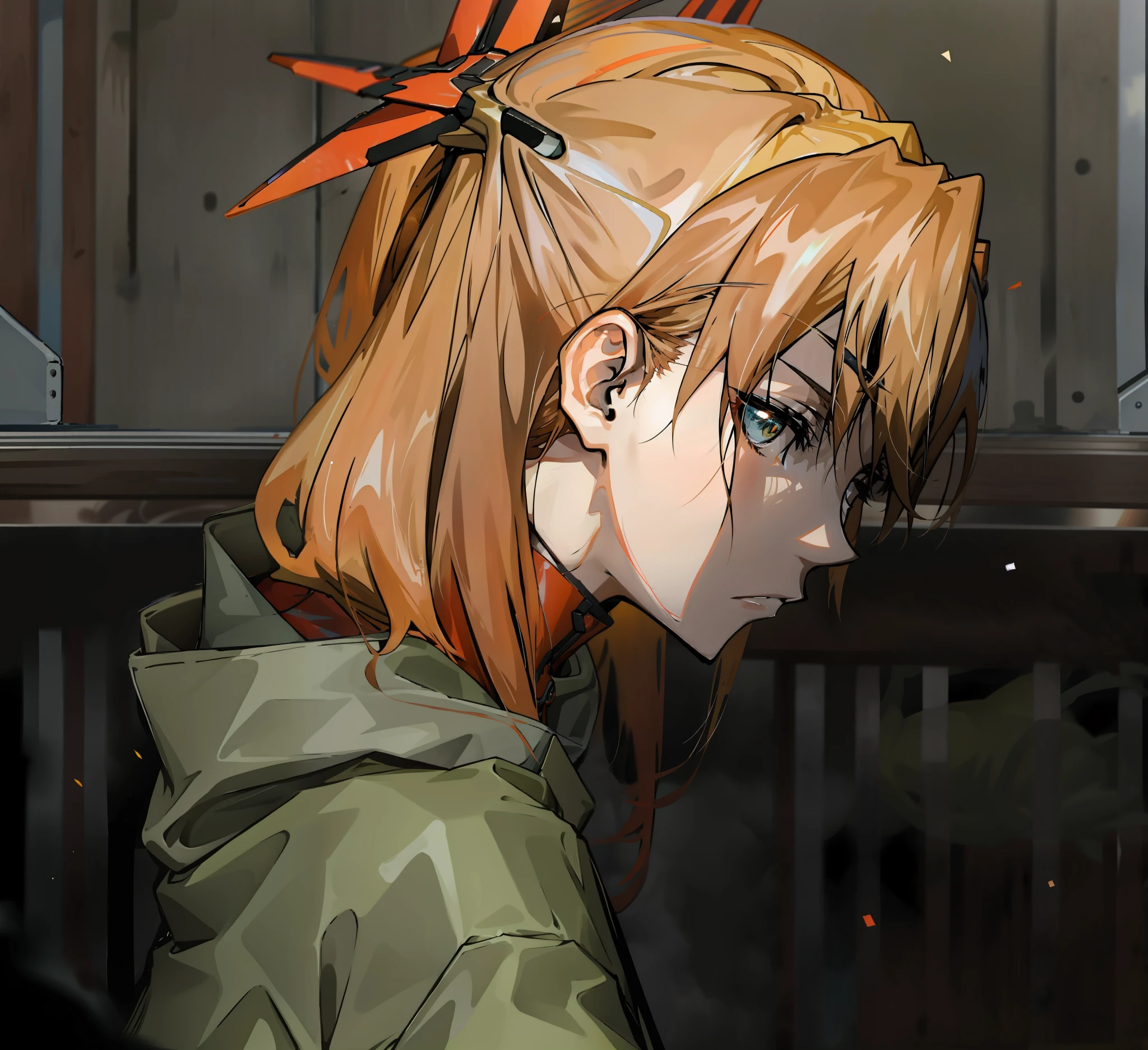 A closeup of a person with a ponytail and a sweatshirt, female anime character, as an anime character, ( ( ( ( Yoshinari Yoh ) ), in the anime film, Anime Profile Girl, Rin, Kurisu Makisu Steins Gate anime, Still anime, Asuka Langley Sohryu, Asuka, in an anime, Asuka Langley, super detailed, maximum quality, 4k