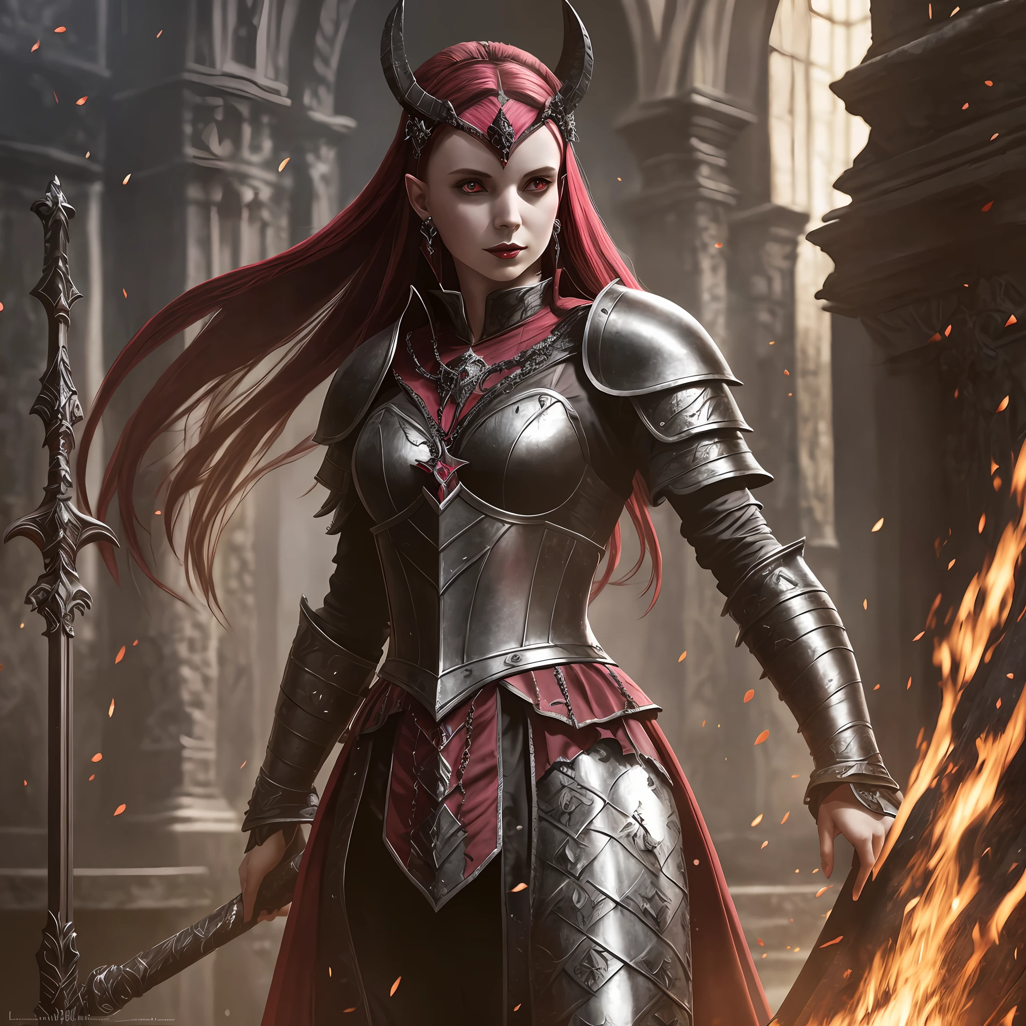 Elizabeth bathory, Full body, black gothic armor, hyper-realistic, working cousin, 4k, Dark fantasy, vampire