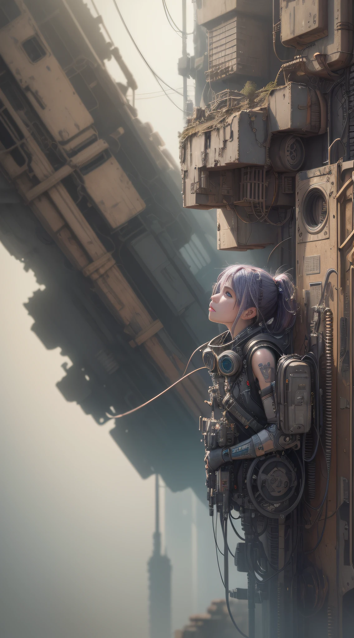 1girl lying in mechanical ruins, all over, wire hair, wire, microchip, precision gear, precision parts, fine details, masterpiece, best quality, 8K wallpaper, CG, punk, ultra-futuristic technology, sci-fi, surreal, 3D, octane rendering