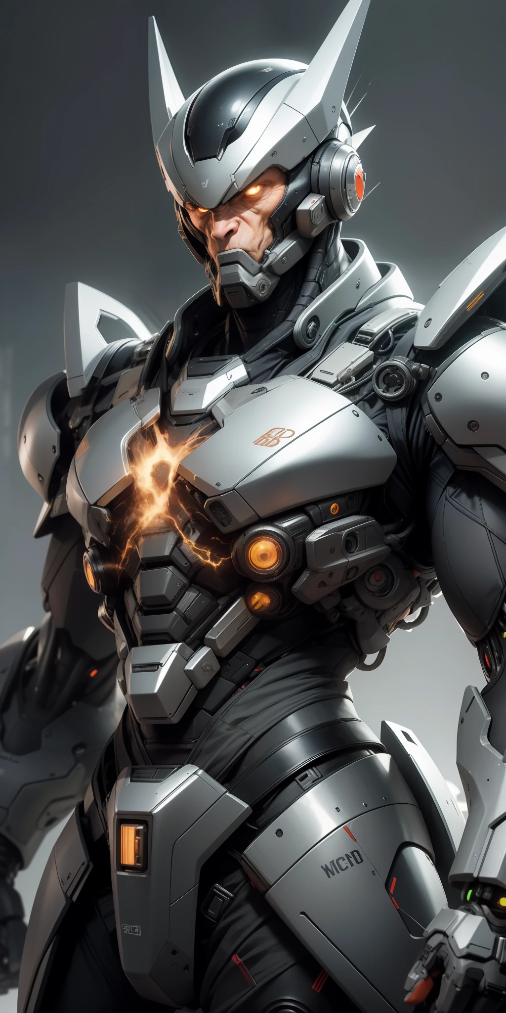 A man with an impressive monkey head emerges from the chaos of a dystopian future. Wearing advanced cybernetic armor, he represents the evolution of the human species. His imposing and powerful presence is intensified by the contrast between his primal appearance and the technological elements that surround him. The image is a high-quality, detailed and realistic representation that captures the essence of this new form of life. --auto --s2