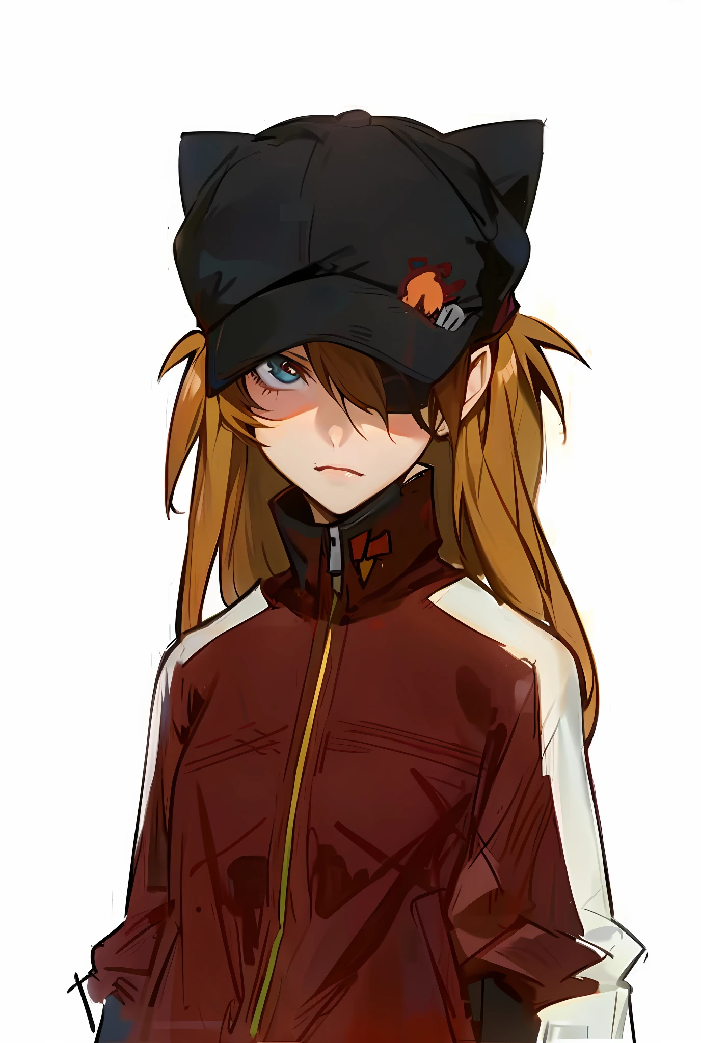 anime girl with cat ears and a black hat, female protagonist 👀 :8, asuka langley sohryu, asuka langley, female protagonist, asuka langley souryuu, asuka langley soryu, portrait of asuka langley soryu, marisa kirisame, made with anime painter studio, megumin, gainax anime style, female anime character