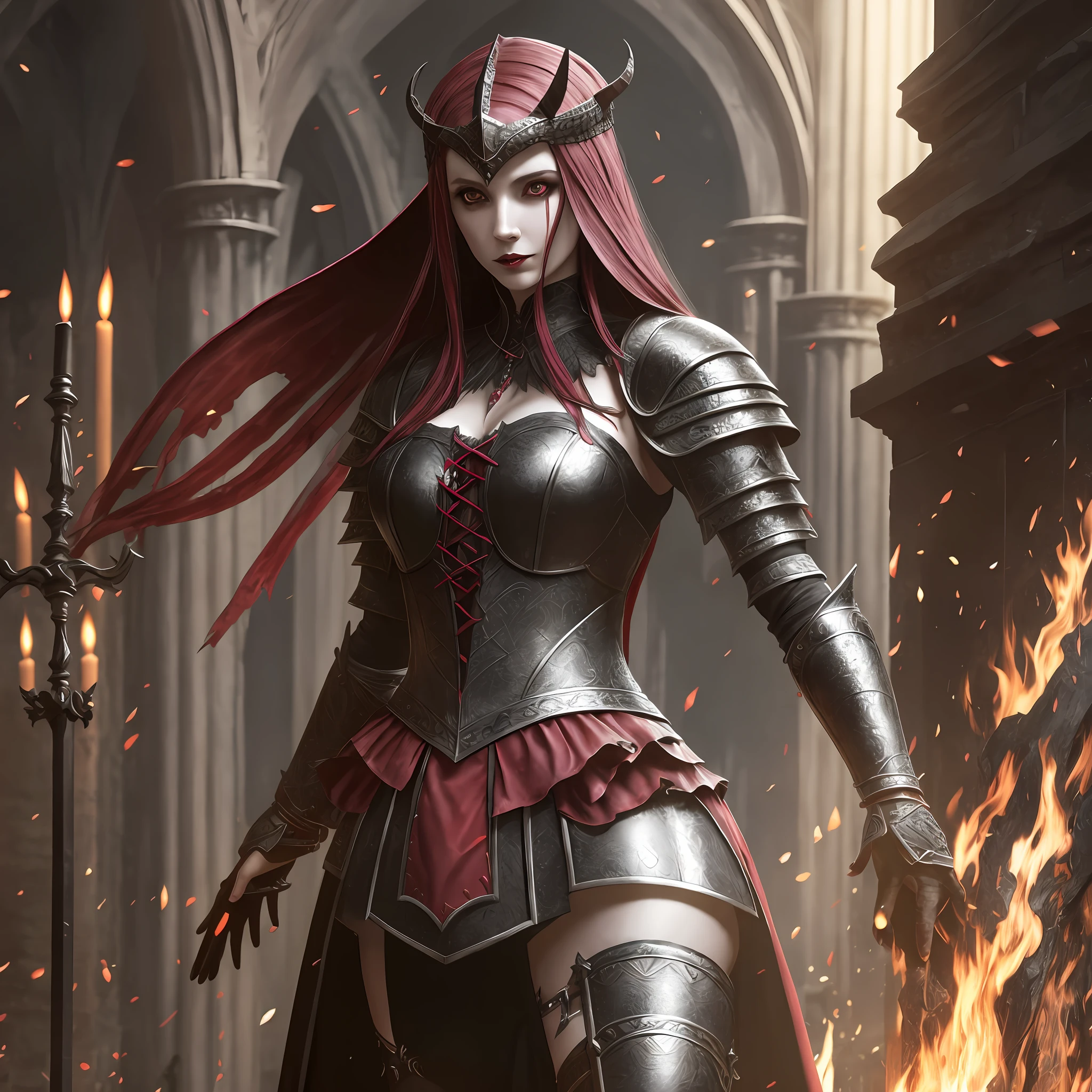 Elizabeth bathory, Full body, black gothic armor, hyper-realistic, working cousin, 4k, Dark fantasy, vampire