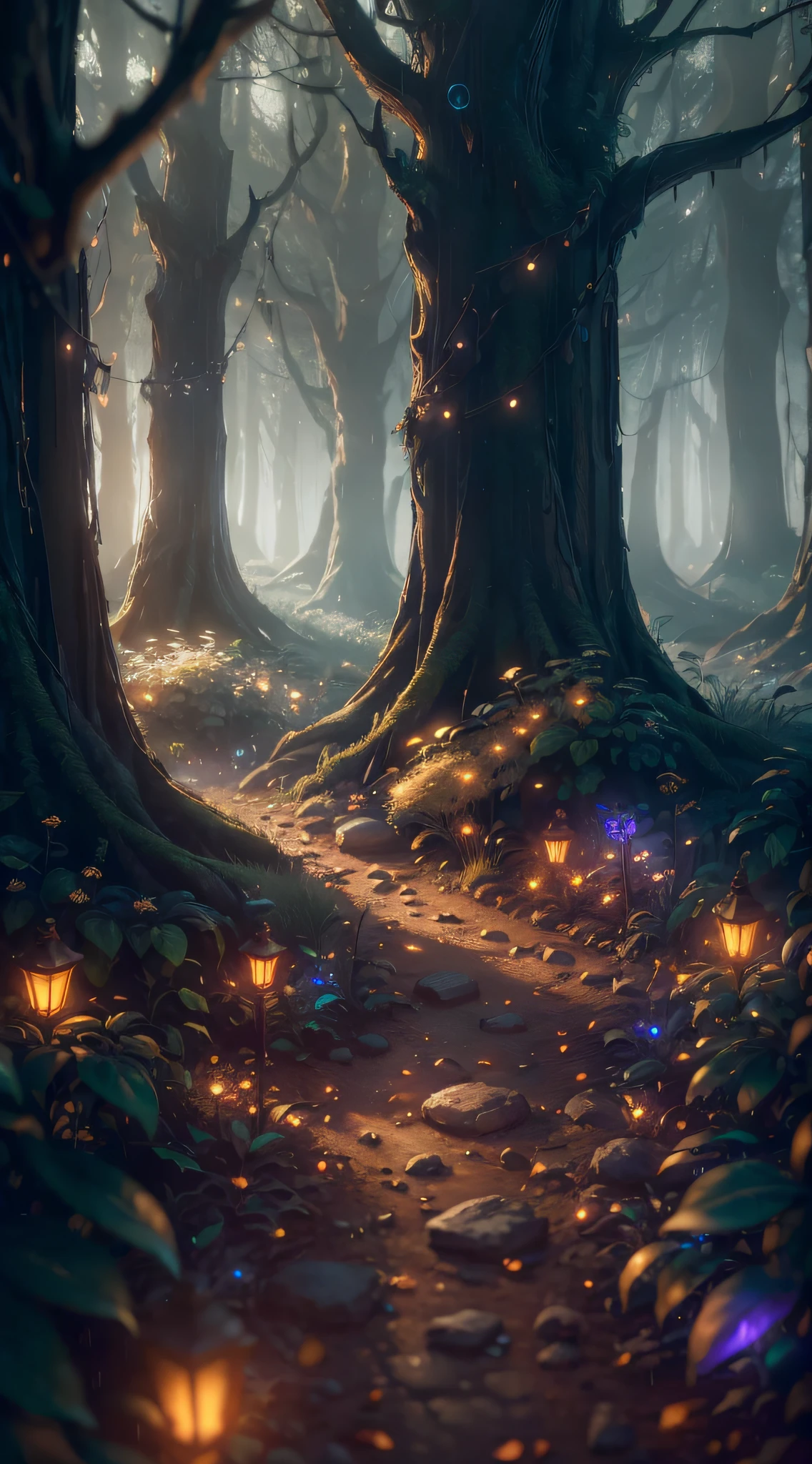 Masterpiece, best quality, (very detailed CG unified 8k wallpaper), dynamic lighting, (charming dark Night elf forest), dimly lit forest, meadow, bathed in dark and ethereal light, highlighting every intricate detail, adding dreamy quality to the scene, mysterious times, dreamy details, rainy weather, mysterious, warm and friendly atmosphere, atmospheric dust, Underground Scattering, Light Tracing, Depth of Field, Bokeh, Vivid Colors, Cinema-like hard Lighting, Realistic Shadows, Beautiful Glowing Details, Film, Octane rendering, Light Tracing, Concept Art, Reality, Unreal Engine 5 --auto --s2
