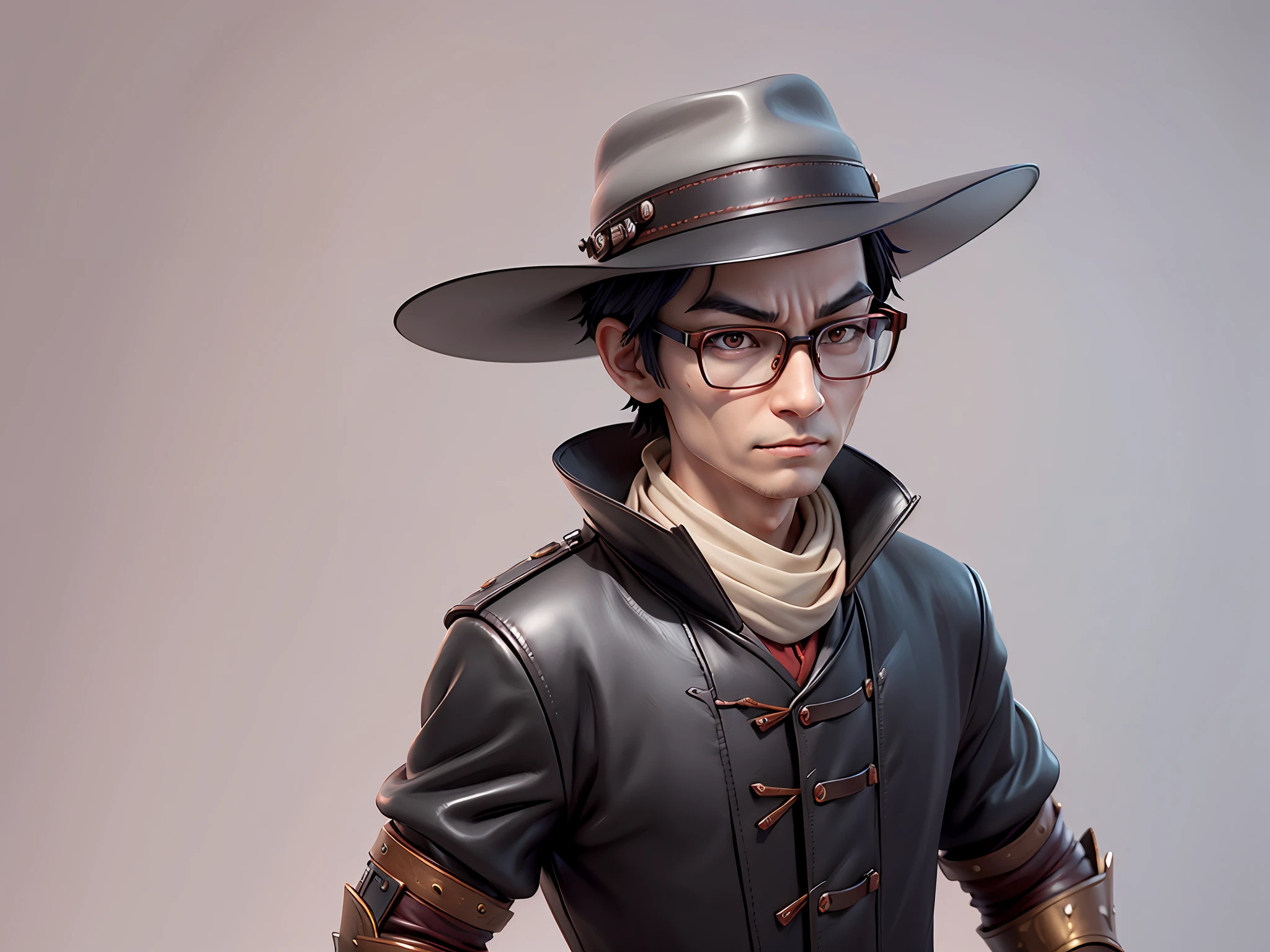 Young man with oriental face in leather hat, dragon, formal suit, short black hair, silver glasses, digital painting, 3D character design by Mark Clairedon and Pixar and Hayao Miyazaki and Akira Toriyama, the illustration is a high-definition illustration in 4K resolution with very detailed facial features and cartoon-style visuals.