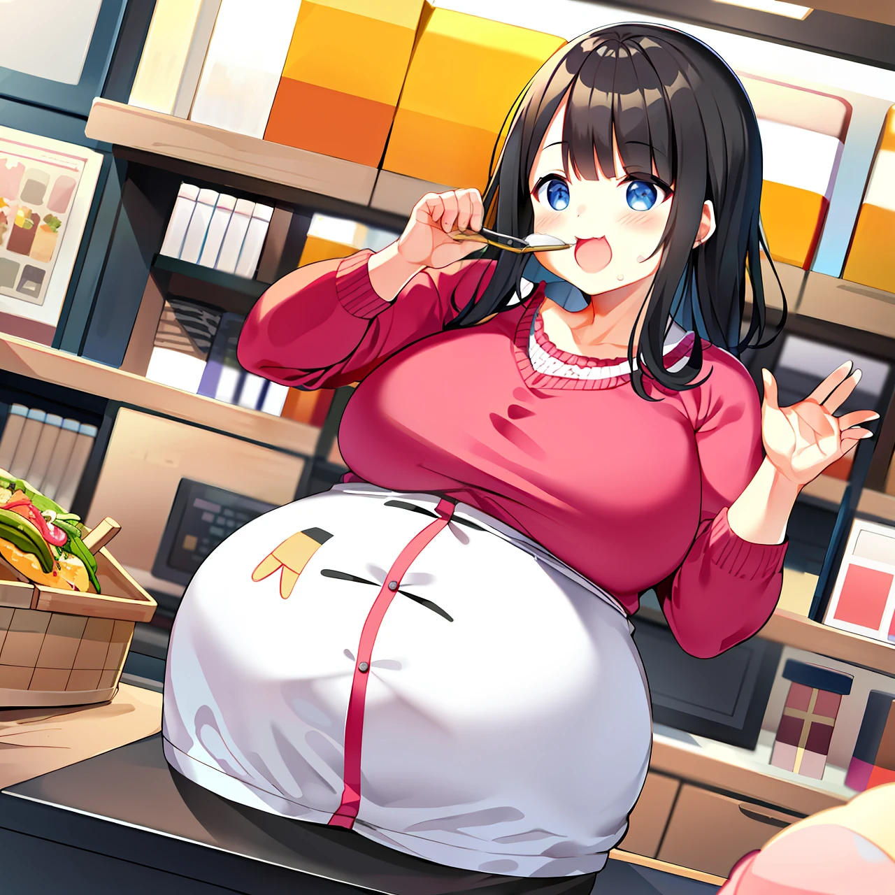 Create image fat woman eating