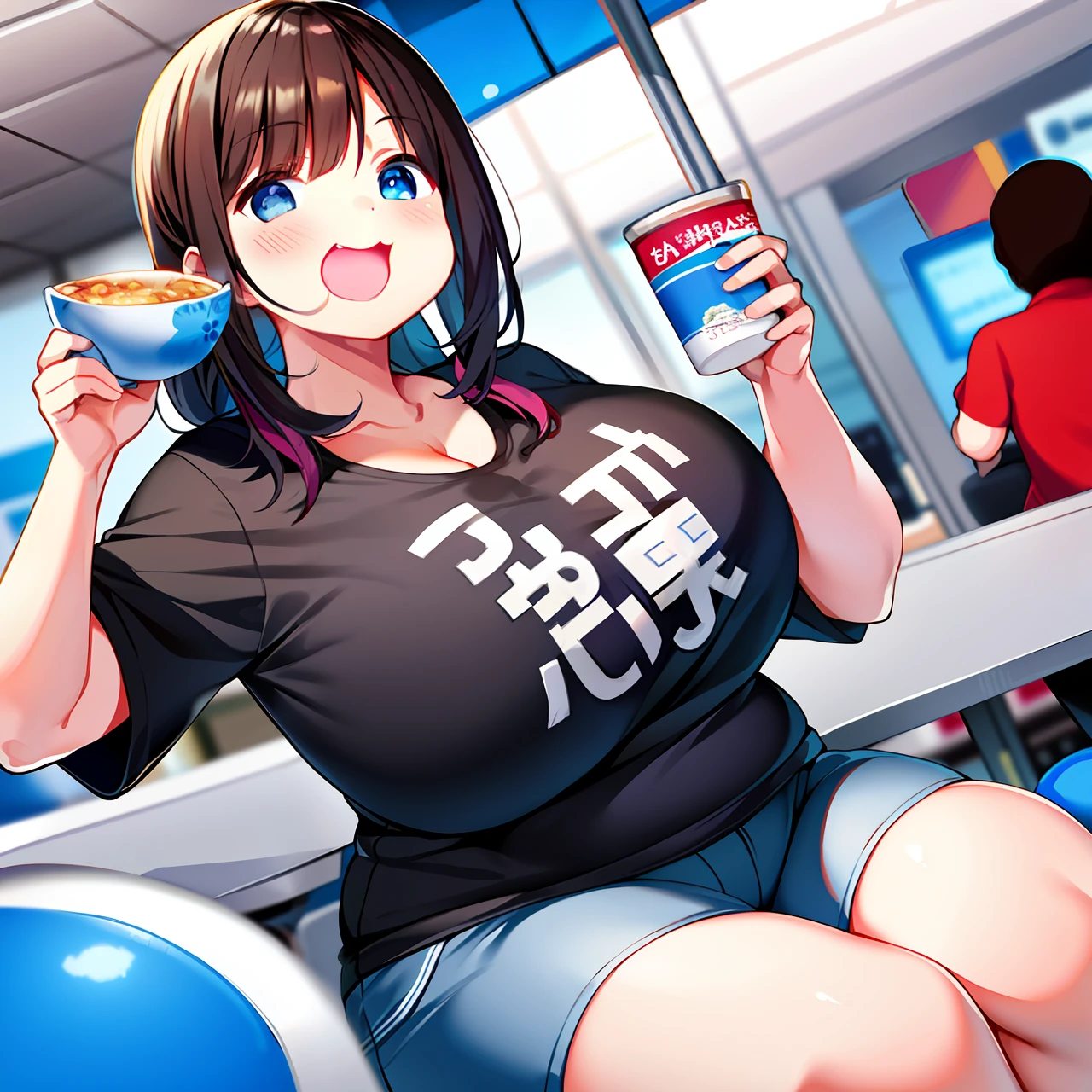 Create image fat woman eating