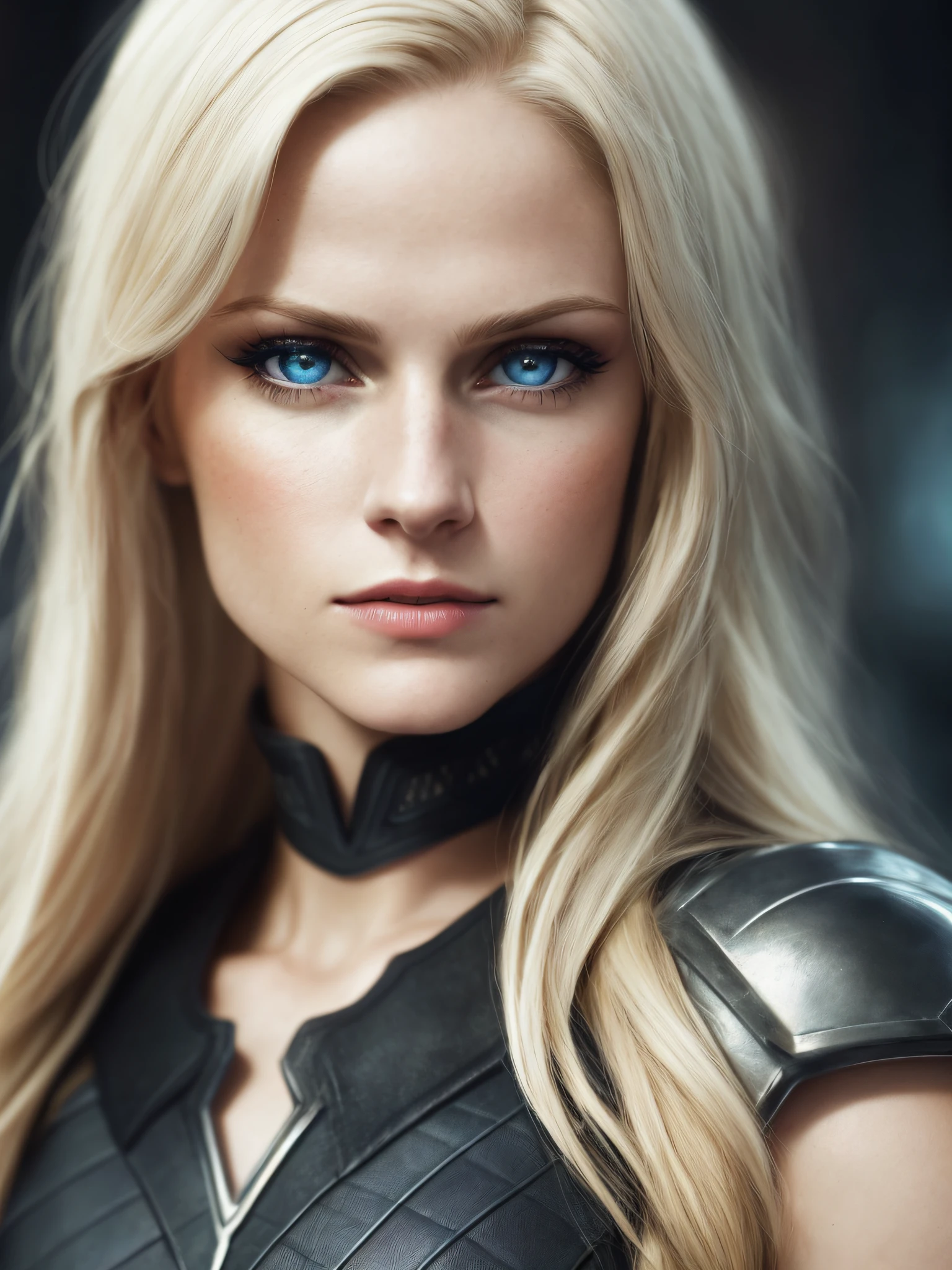 (High quality: 1.3), cinematic shot, masterpiece, (sharp focus: 1.5), (photorealistic: 1.3), medium portrait of (a white, blonde, blue-eyed woman, confident and fearless look, ready for a war), it's night, (highly detailed skin), (detailed face), detailed background, dark lighting, twilight lighting, volumetric lighting, complex details, UHD,