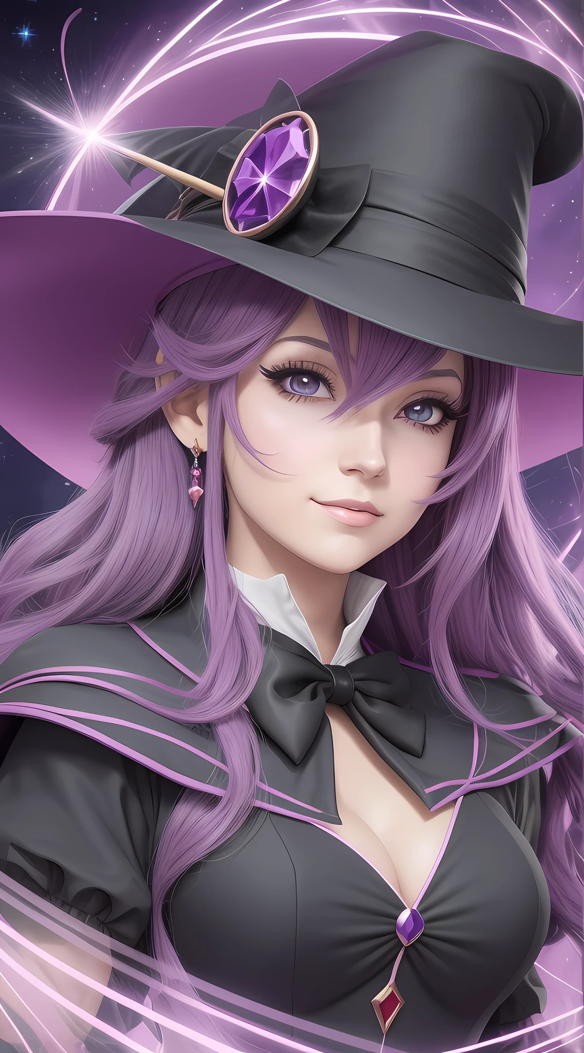 a close up of a person in a hat and costume, flirty anime witch casting magic, black magician girl, machiavellian puppetmaster, witch academia, early cuyler, today's featured anime still, dapper dream demon, an arcane wizard casting a spell, casimir art, nefarious smirk, casting a multi colored spell