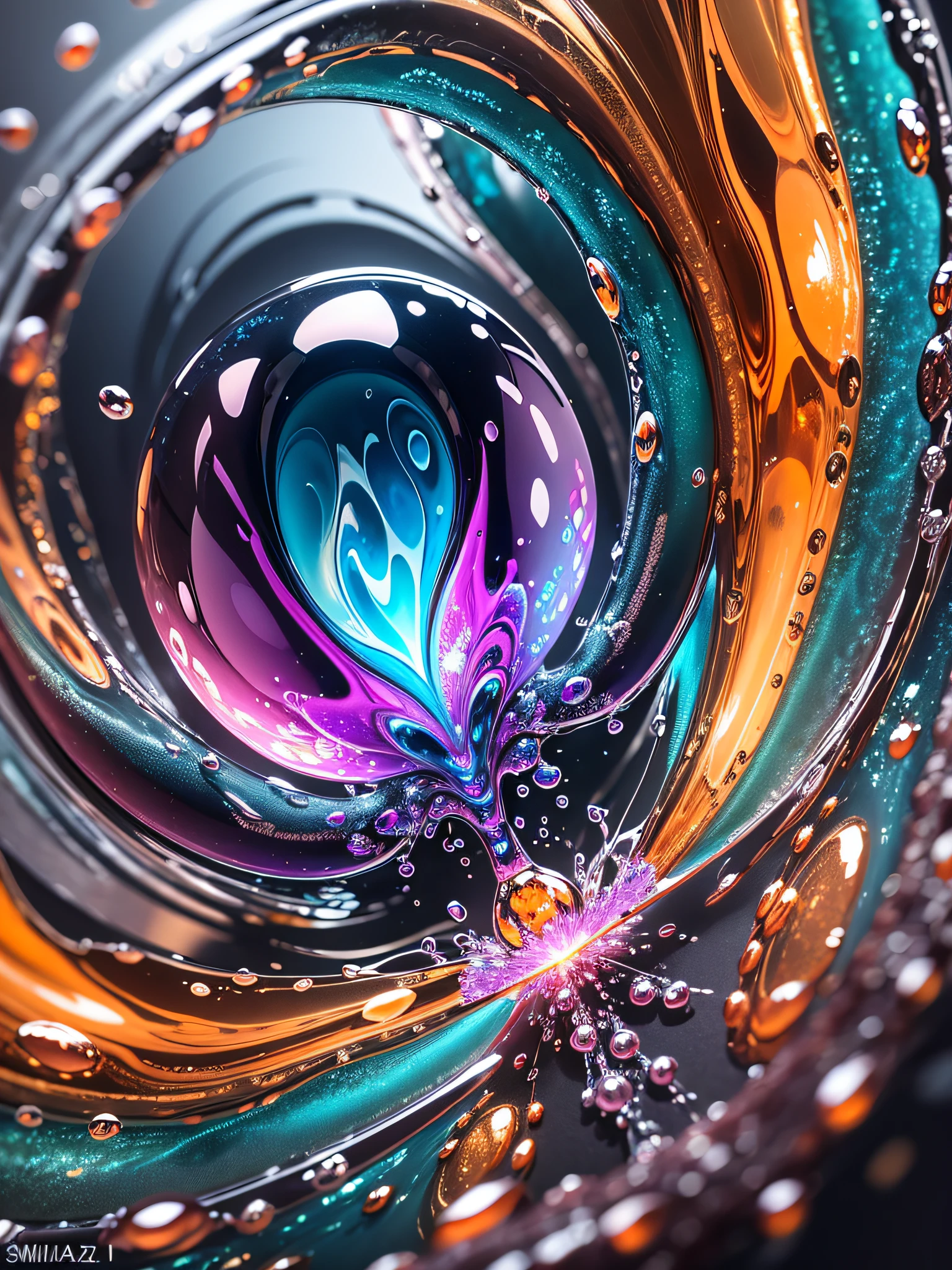 Inspired by Miki Asai's macro photography, create a detailed extreme close-up of a molten glass --auto --s2