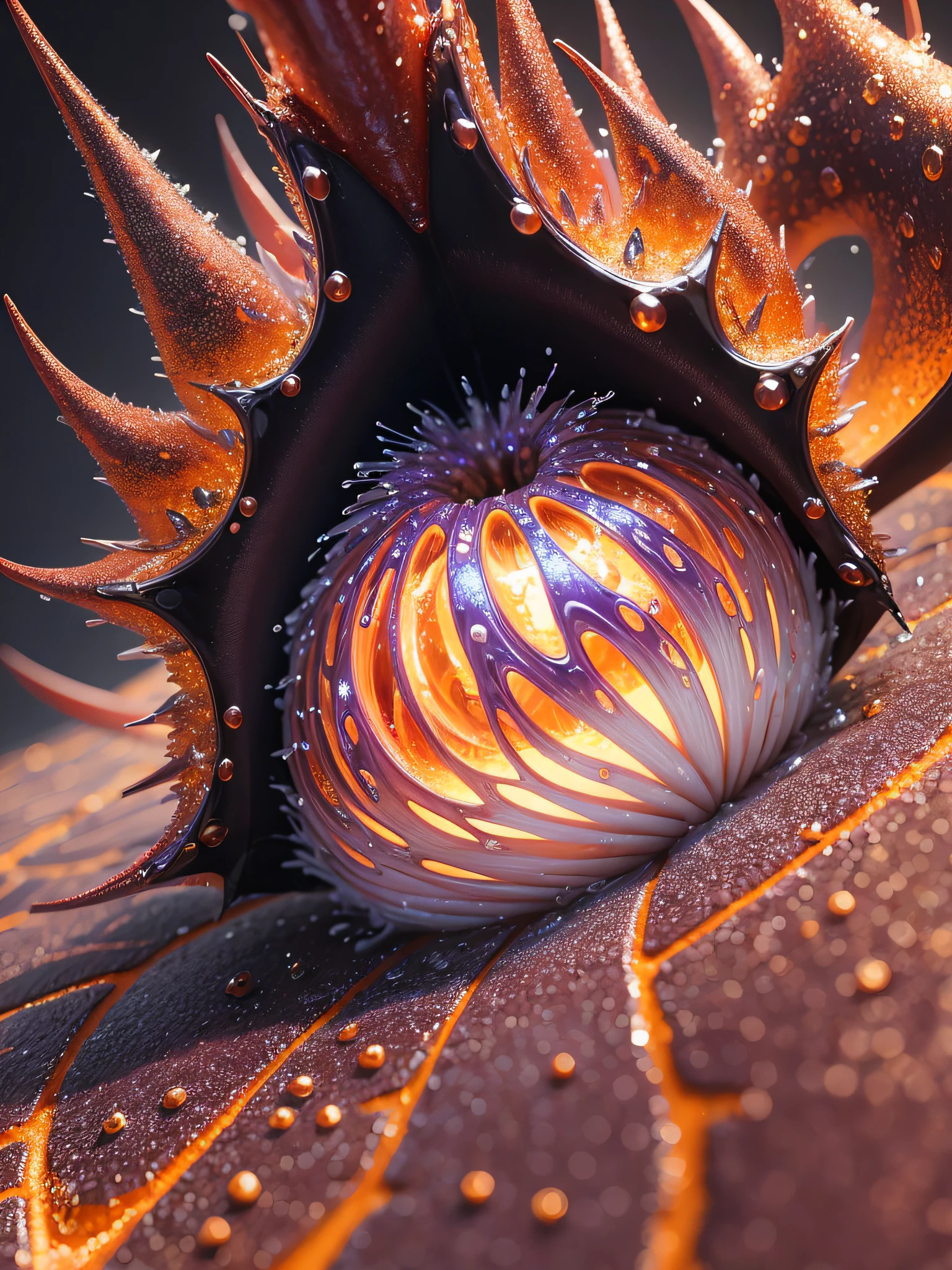 Inspired by Miki Asai's macro photography, create a detailed extreme close-up of a molten metal --auto --s2