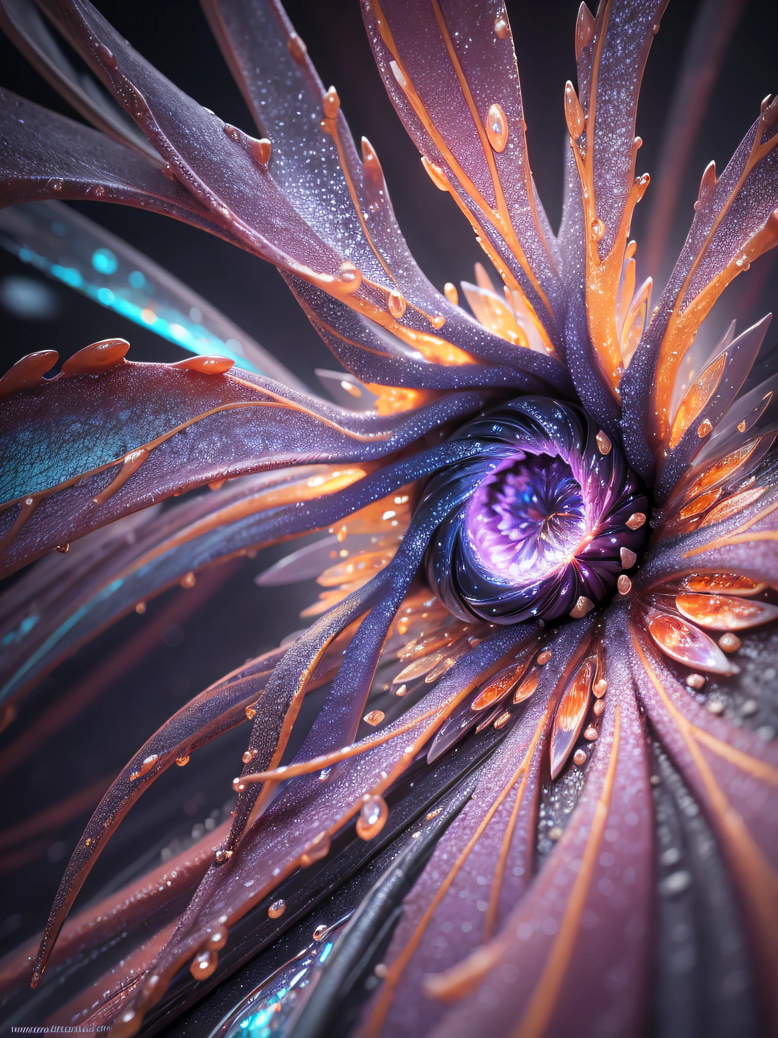 Inspired by Miki Asai's macro photography, create a detailed extreme close-up of a molten metal --auto --s2