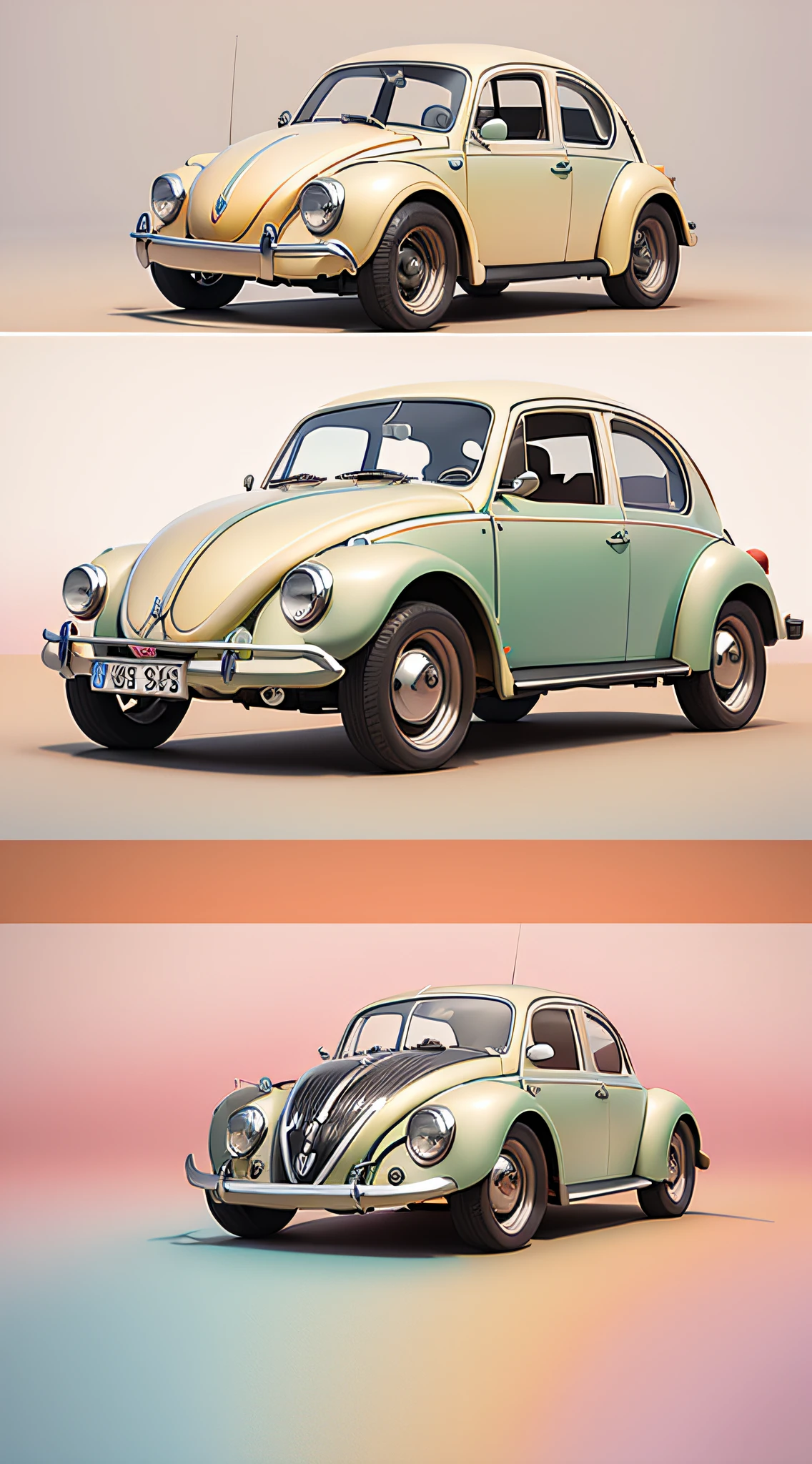 vw Beetle1968 , beautiful 3d rendering, retro style, cute 3d anime rendering, beautiful detailed digital art, stylized 3d rendering, 3d rendered 8k character art, beautiful digital painting, 3d anime style, super detailed rendering, single image, solo image