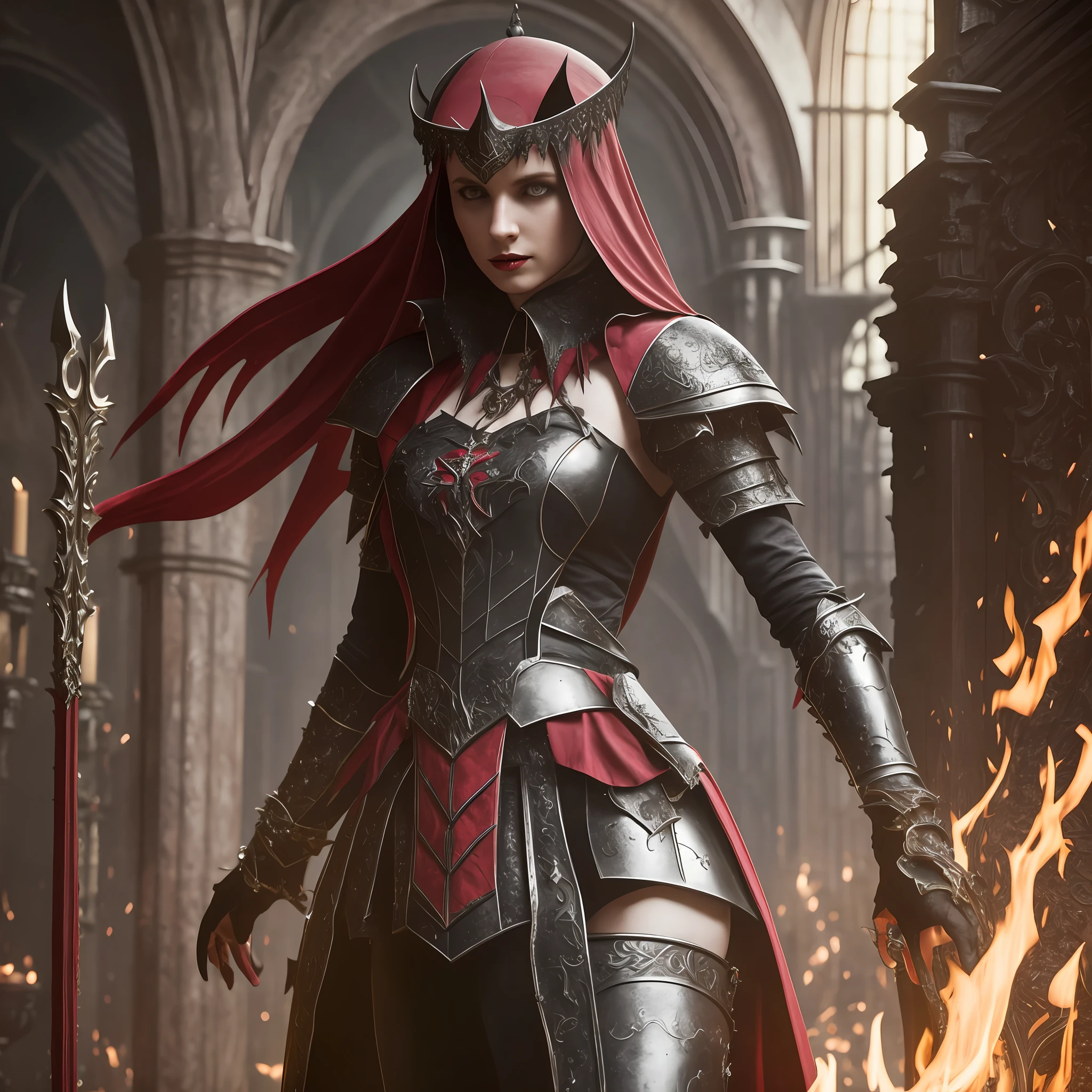 Elizabeth bathory, Full body, black gothic armor, hyper-realistic, working cousin, 4k, Dark fantasy, vampire