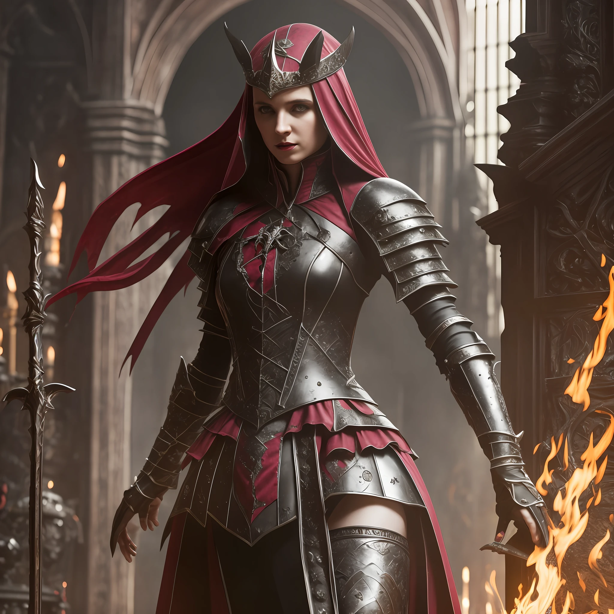 Elizabeth bathory, Full body, black gothic armor, hyper-realistic, working cousin, 4k, Dark fantasy, vampire