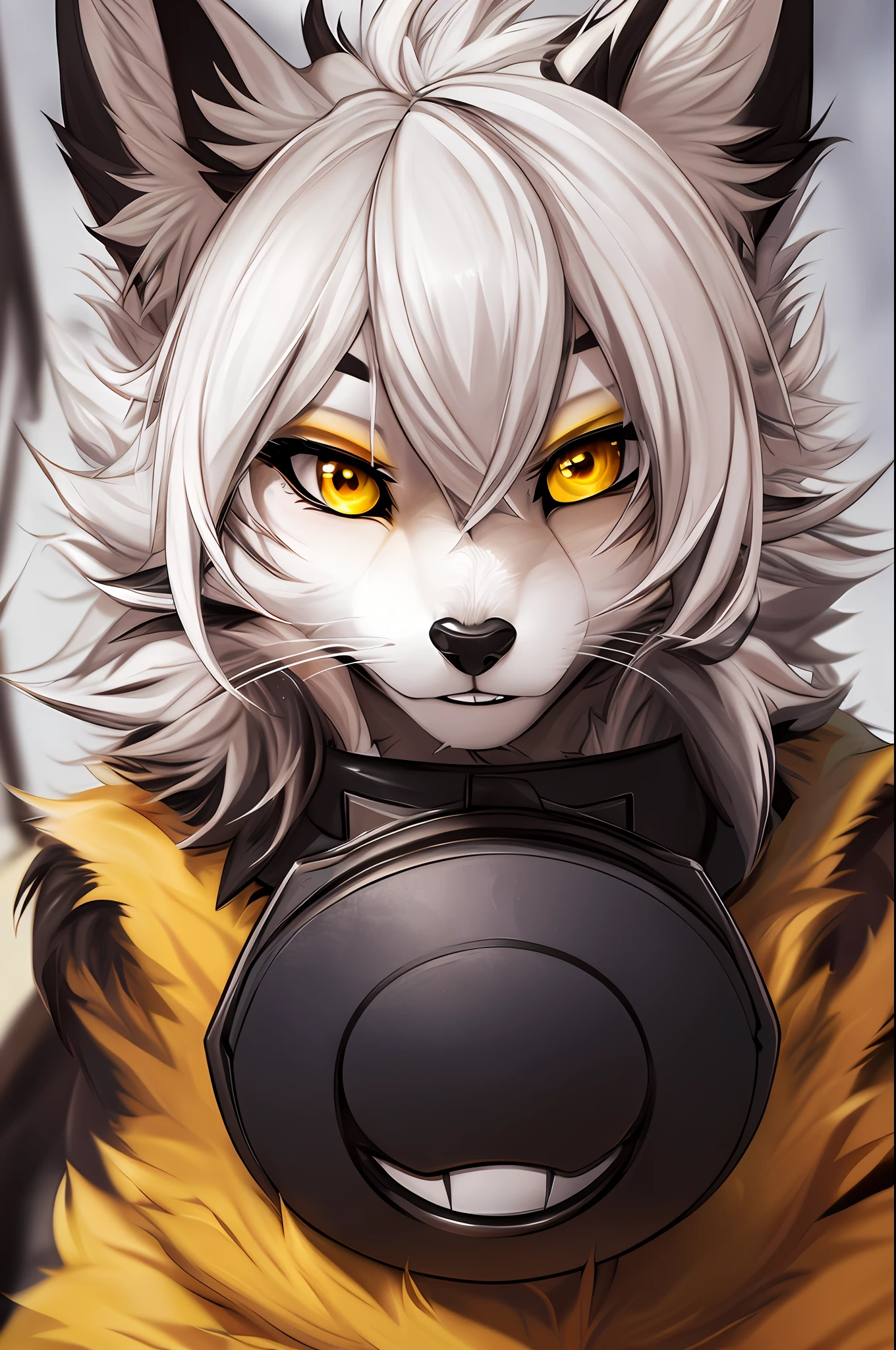 (Masterpiece, Best Quality), Furry, Furry Female, 1 Girl, Yellow Eyes, animal_ears, Canine, Fox, Sketch, Detailed Fur Skin, Witch Costume, Sharp Focus, Fluffy, Forest Background, HDR, NSFW, Black Animal Nose, White Fur, Ul Body Solo, Tail, White Fur, 8k, (Super Realistic Photo, RAW Photo, Furry:1.3), Furry, Furry Female, 1 Girl, Yellow Eyes, animal_ ears, hair_over_one_eye, looking_at_viewer, white fur,