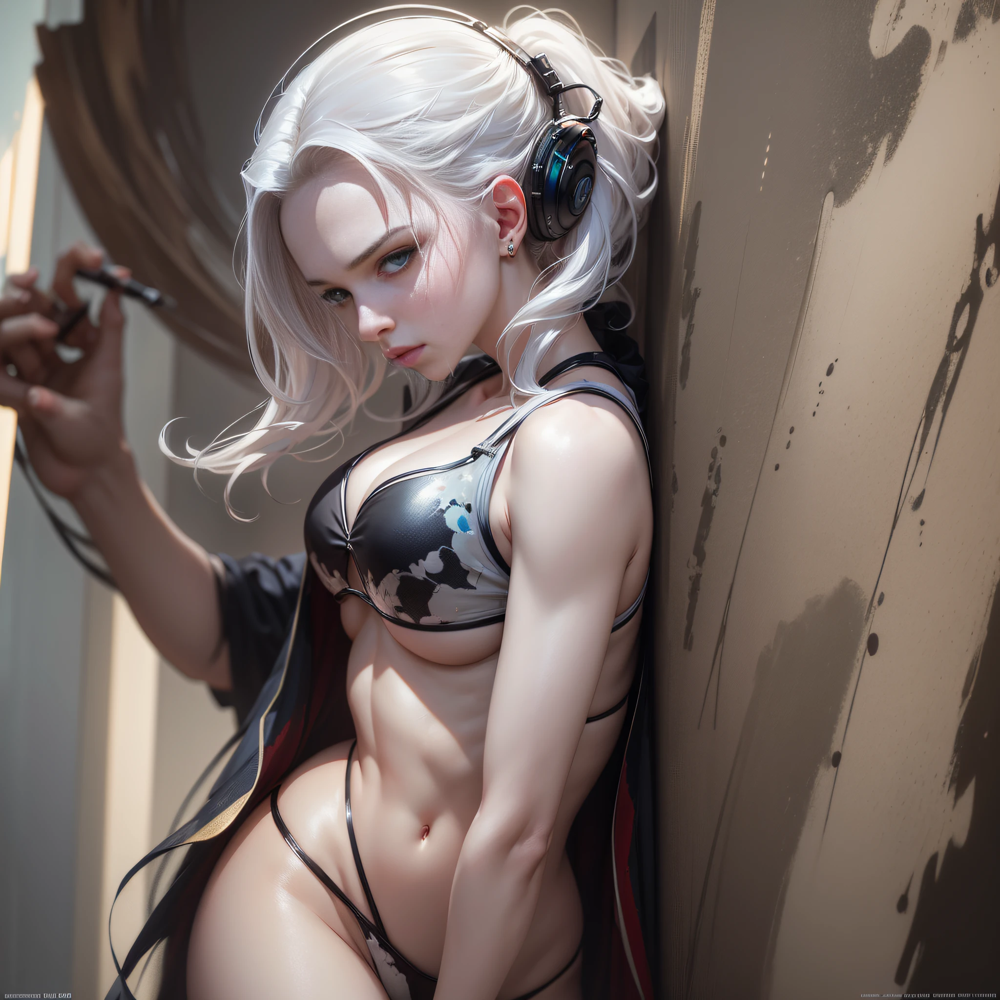 ((Pale skin)), ((Pearly skin)), scarjo01((Very charming)) Portrait of a sexy woman ((Perfect Feminine Face)), Complex, 8k, Very detailed, (Very detailed CG Unity 8k wallpaper), Hyper-realistic full-lens body image, Beautiful (skinny) sexy, Trends on CGSociety, Complex, High Detail, Sharp Focus, Dramatic, Volumetric Lighting, Digital Painting, Intense, Model Shooting Style, (Very Detailed CG Uniform 8k Wallpaper), full-lens body photos of the most beautiful artwork in the world, pearl skin, Ed Blinkey, Atey Ghailan, Studio Ghibli, Jeremy Mann, Greg Manchess, professional majestic oil paintings by Antonio Moro, trends on ArtStation, trends on CGSociety, complex, high detail, focus of Sharp midjourney and greg Rutkowski, Theatic, realistic painting art, bikini, beauty. --auto --s2