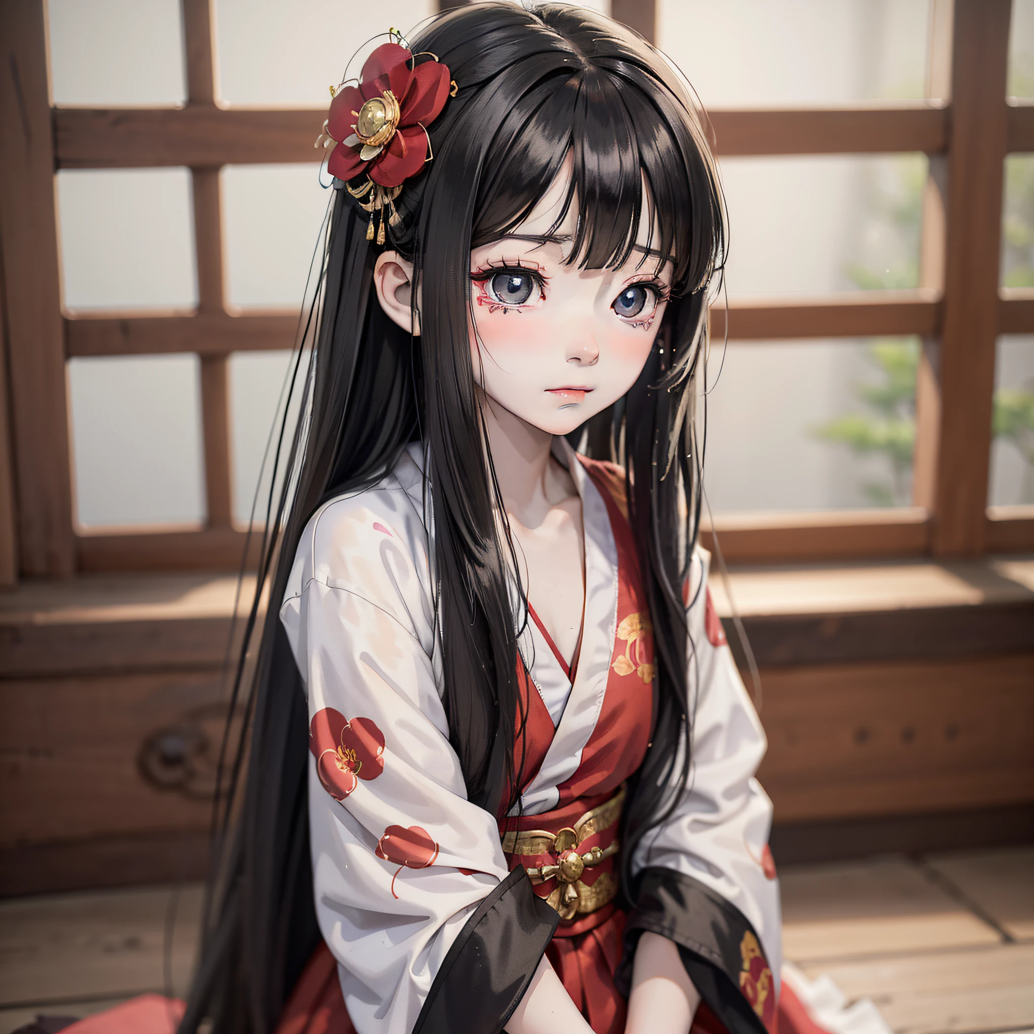 Anime little girl with long black hair and about 10 years old wearing red Hanfu, red flower 1.3 (crying expression 1.5) (tears 1.5) (background is ancient Chinese room 1.5) anime style 4 K, anime rendering, Guvez style artwork, anime style. 8k, Guvitz, Beautiful Anime Girl, Beautiful Anime Face, Cute Anime Girl (Pure Big Eyes 1.5) (Upper Body Display 1.5) (Crystal Beautiful Eyes 1.5) (Poor Milk 1.3) (Baby Little Girl 1.3) (Cinematic Lighting 1.5)