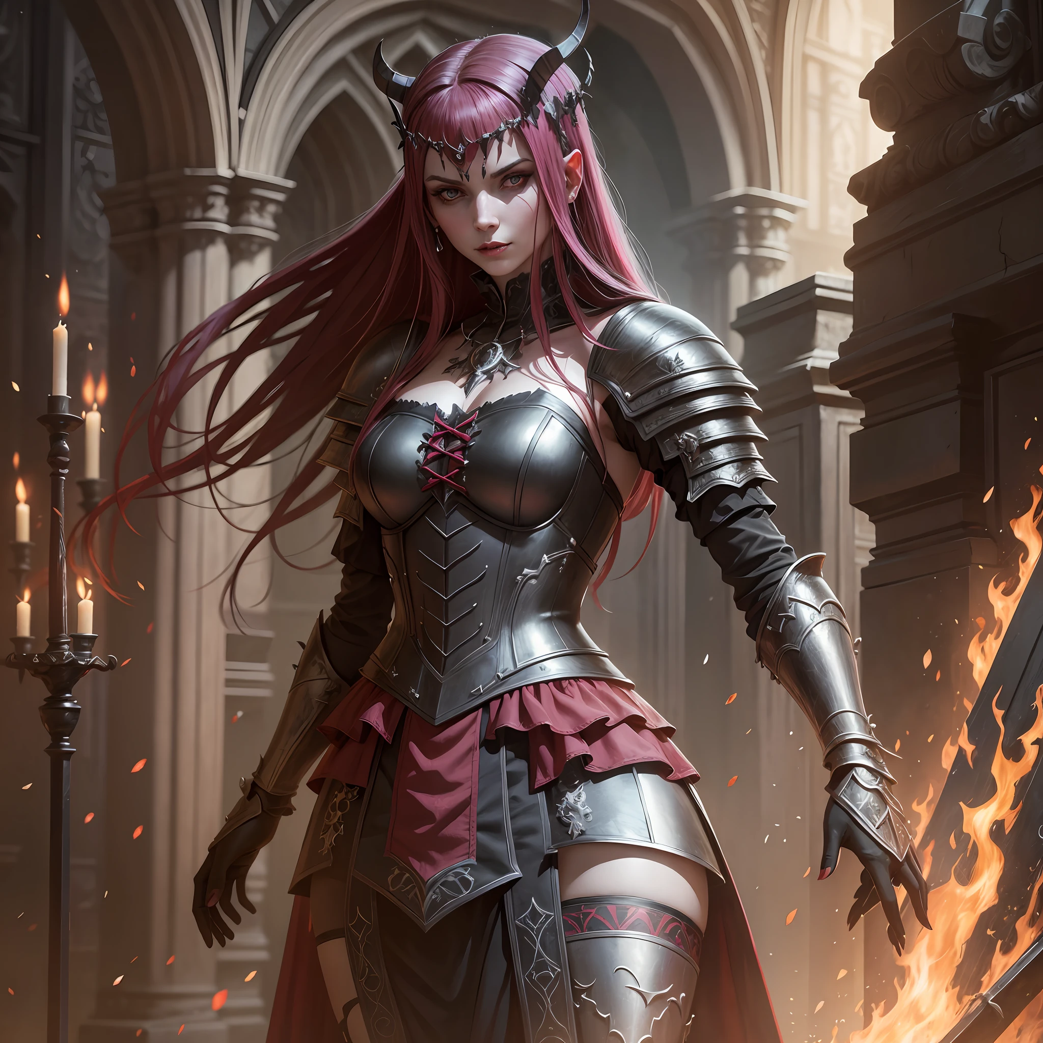 Elizabeth bathory, Full body, black gothic armor, hyper-realistic, working cousin, 4k, Dark fantasy, vampire