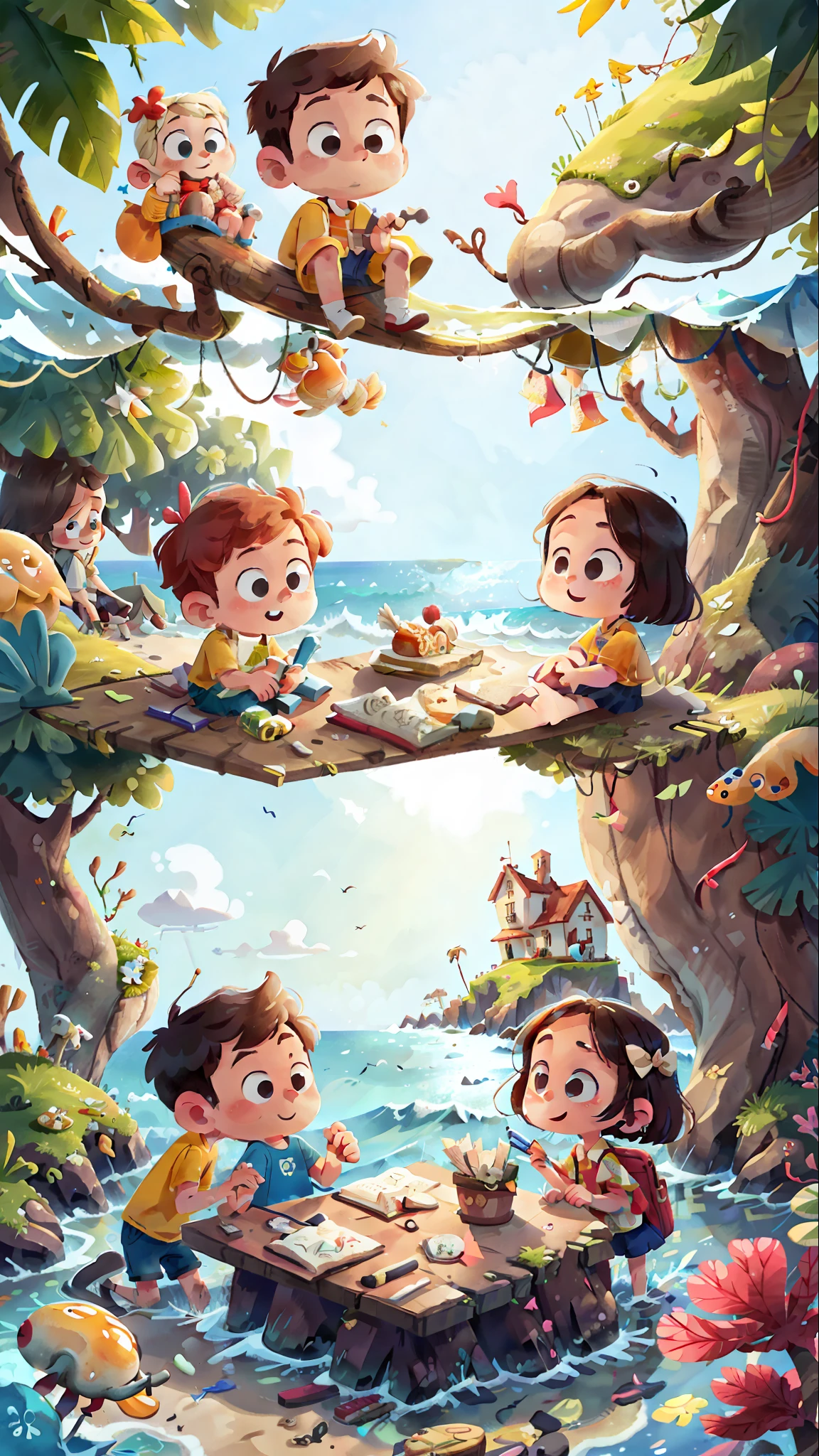 By the sea, my family consists of six parents and four brothers