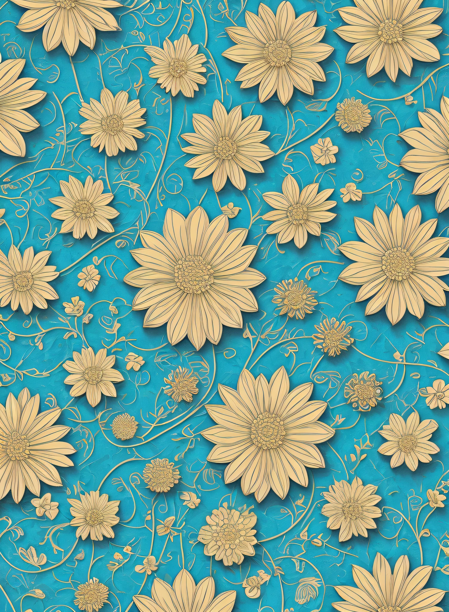 patterns 3d flowers, continuos line, --ar 1:1 --tile