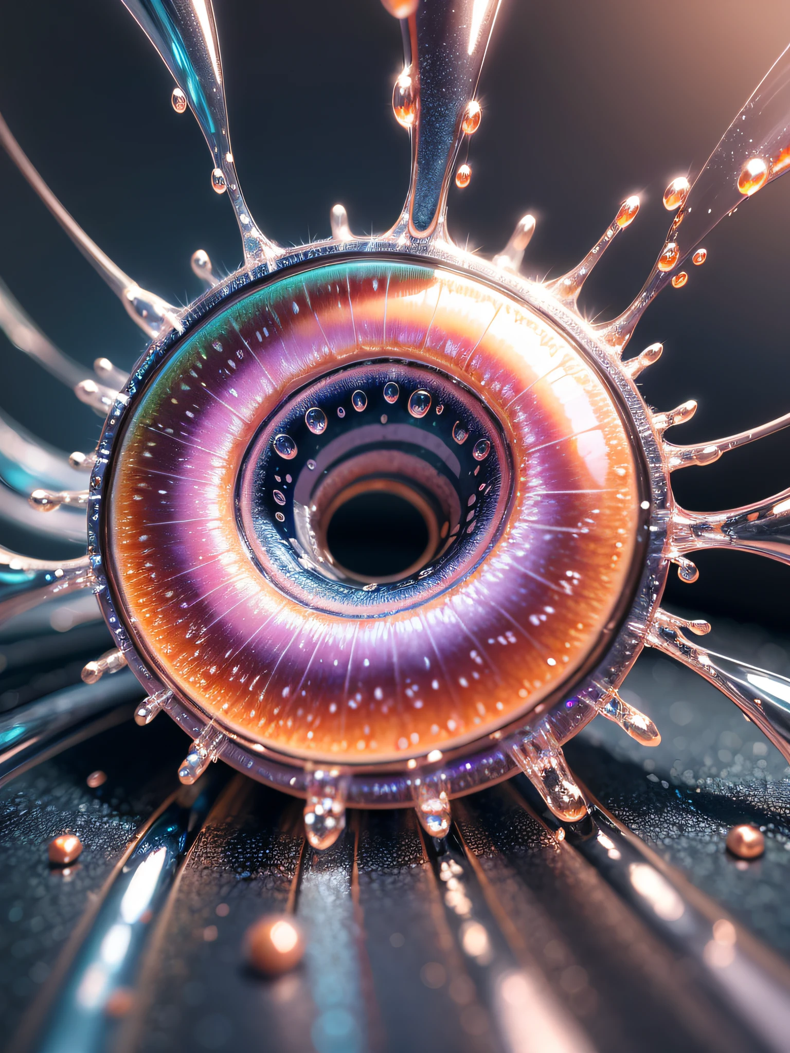 Inspired by Miki Asai's macro photography, create a detailed extreme close-up of a liquid metal --auto --s2